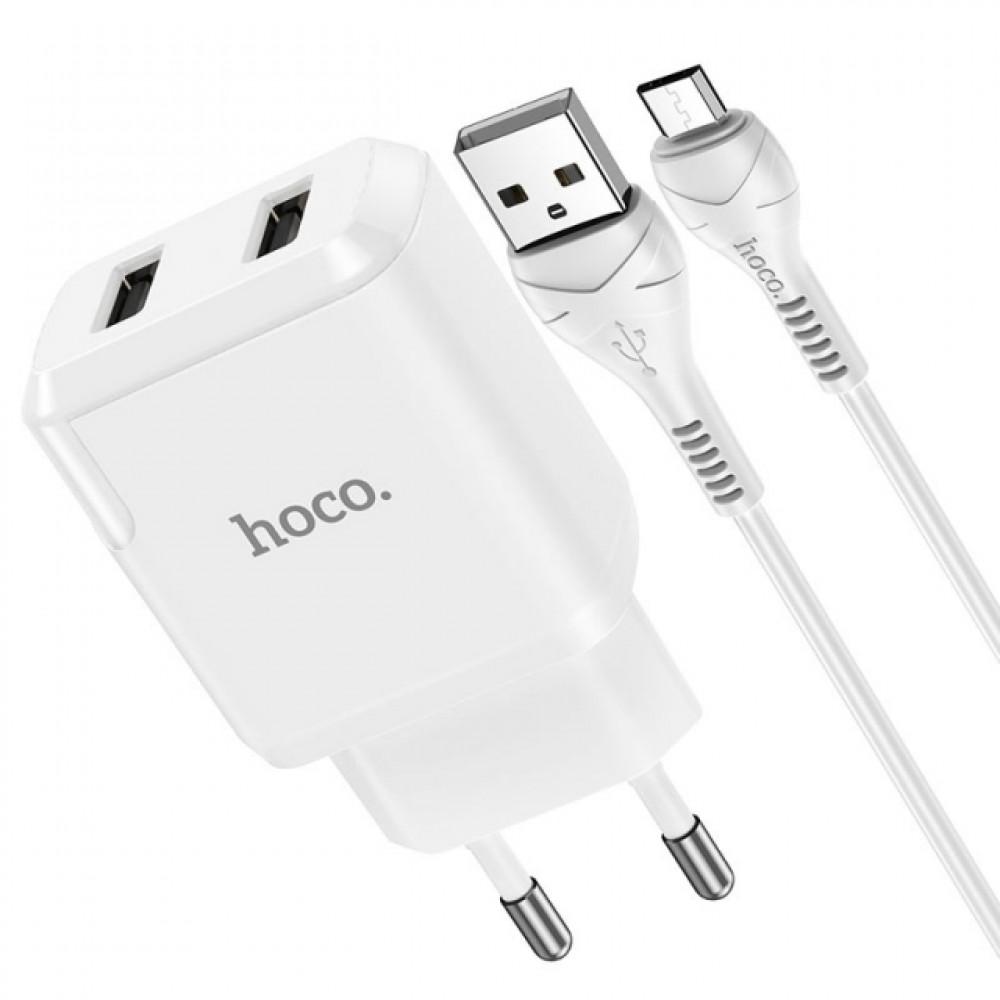 СЗУ и кабель Micro « Hoco - N7 Speedy» dual port (Micro)(EU) — White СЗУ и кабель Micro « Hoco - N7 Speedy» dual port (Micro)(EU) — White