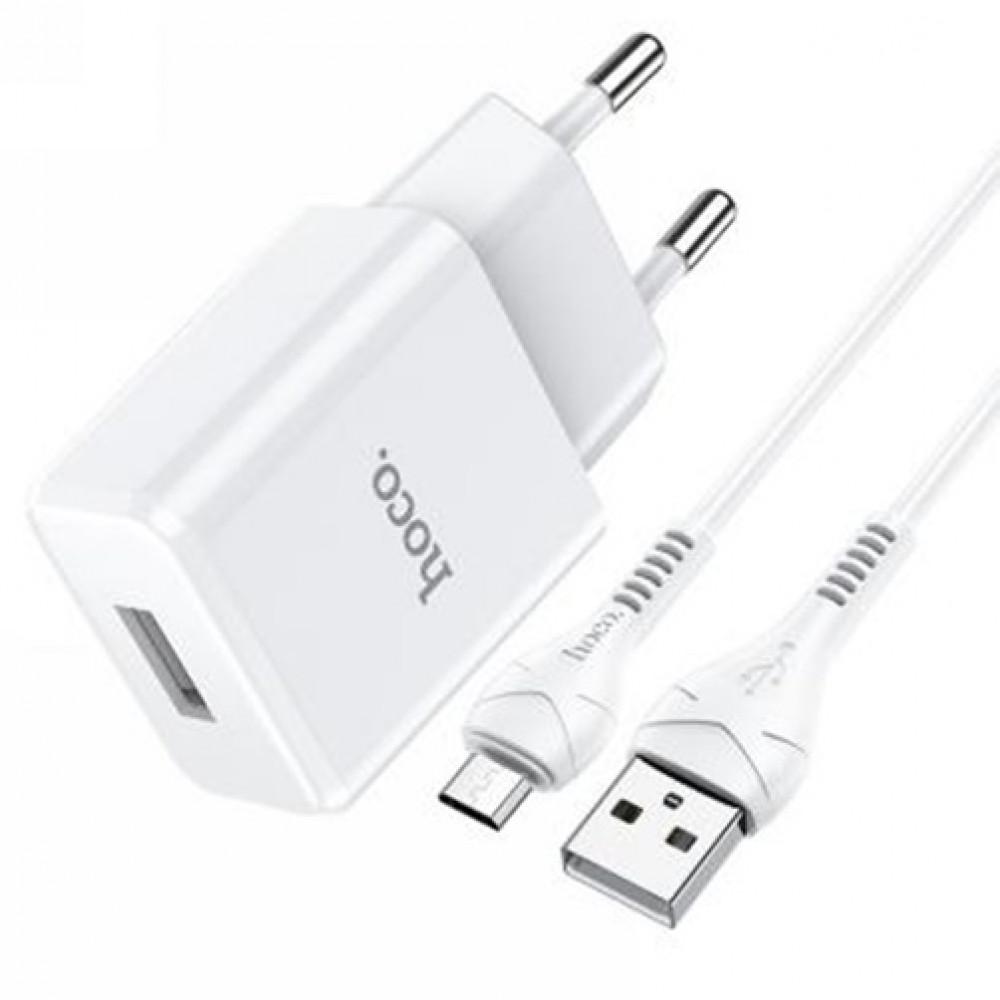 СЗУ и кабель Micro « Hoco - N9 Especial » single port (Micro) (EU) — White СЗУ и кабель Micro « Hoco - N9 Especial » single port (Micro) (EU) — White