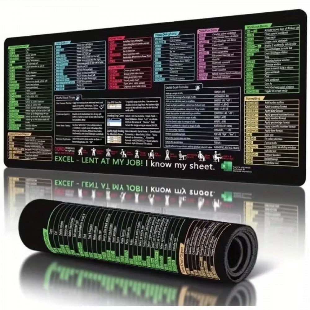 Великий гумовий килимок для миші з обшитими краями Excel Великий гумовий килимок для миші з обшитими краями Excel