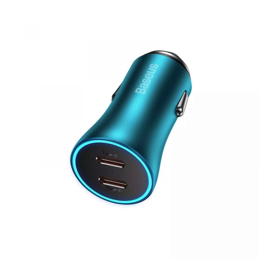 Car Charger 40W 2C — Baseus (CGJP0000) Golden Contactor Pro Dual Fast Charger Blue — CGJP000003 Blue Car Charger 40W 2C — Baseus (CGJP0000) Golden Contactor Pro Dual Fast Charger Blue — CGJP000003 Blue