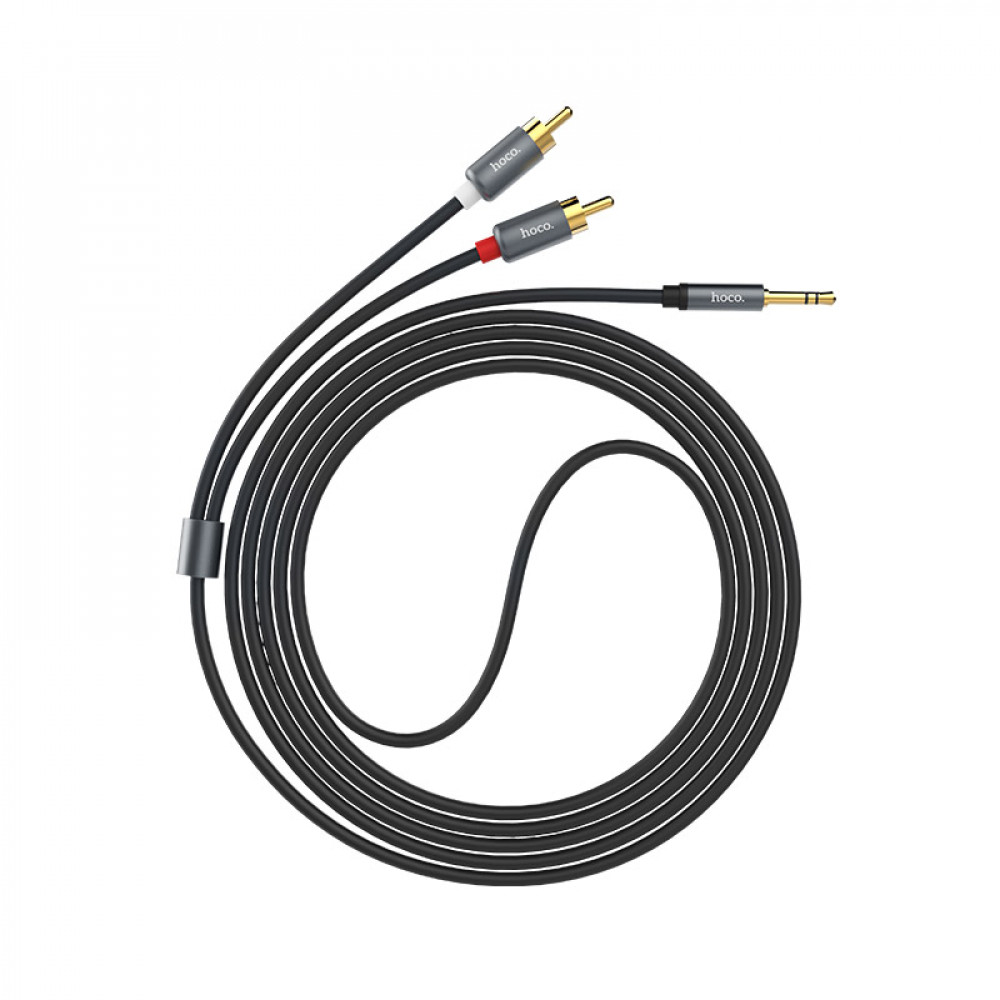 Cable Dual RCA To 3.5mm (1.55m) Hoco UPA10 Lotus Metal Gray Cable Dual RCA To 3.5mm (1.55m) Hoco UPA10 Lotus Metal Gray