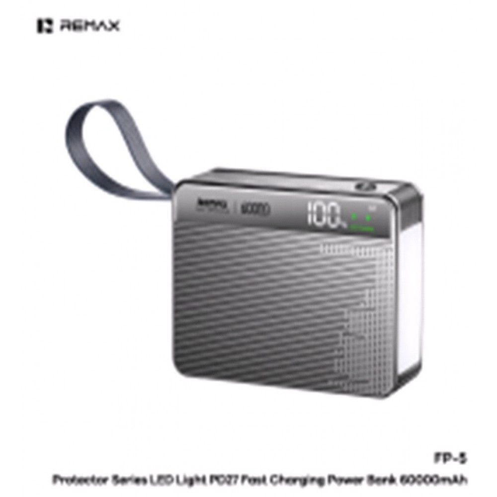 Power Bank Remax FP-5, 60000 мА·год, PD 27 Вт, LED-ліхтарик Power Bank Remax FP-5, 60000 мА·год, PD 27 Вт, LED-ліхтарик