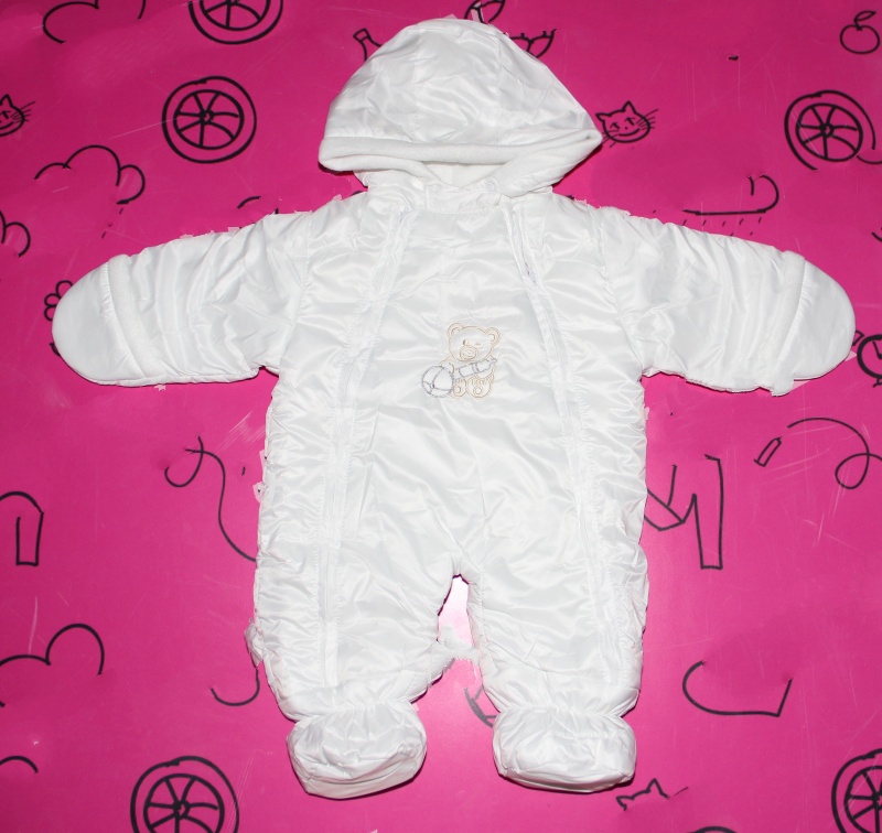 Комбинезон для новорожденных весна/осень белый (плащевка, флис плотный) Размеры S, M, Артикул: 1387 Комбинезон для новорожденных весна/осень белый (плащевка, флис плотный) Размеры S, M, Артикул: 1387