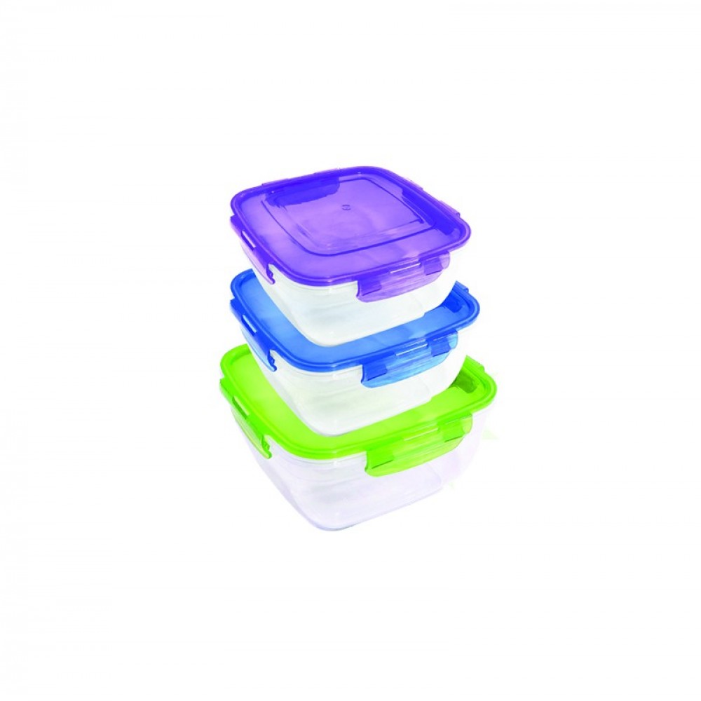 НАБОР ГЕРМЕТИЧНЫХ КВАДРАТНЫХ КОНТЕЙНЕРОВ С ЦВЕТНОЙ КРЫШКОЙ (3 ШТ: V 500, 900, 1500 МЛ) НАБОР ГЕРМЕТИЧНЫХ КВАДРАТНЫХ КОНТЕЙНЕРОВ С ЦВЕТНОЙ КРЫШКОЙ (3 ШТ: V 500, 900, 1500 МЛ)