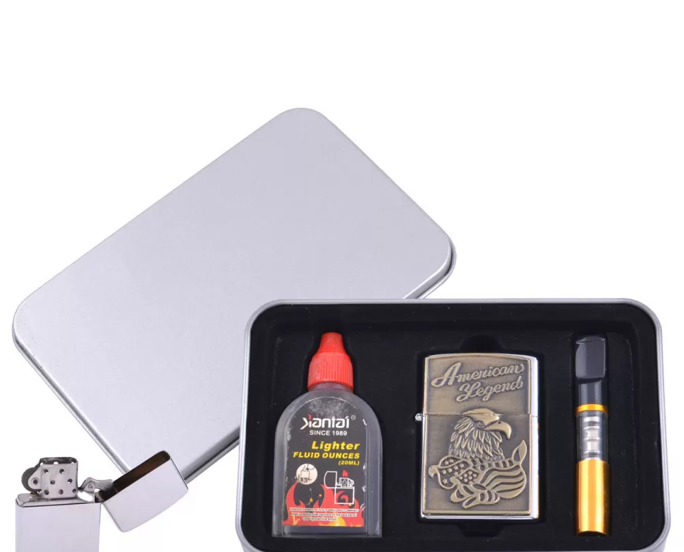 Зажигалка бензиновая в подарочной коробке (Баллончик бензина/Мундштук) American Legend №XT-4707-5 Зажигалка бензиновая в подарочной коробке (Баллончик бензина/Мундштук) American Legend №XT-4707-5