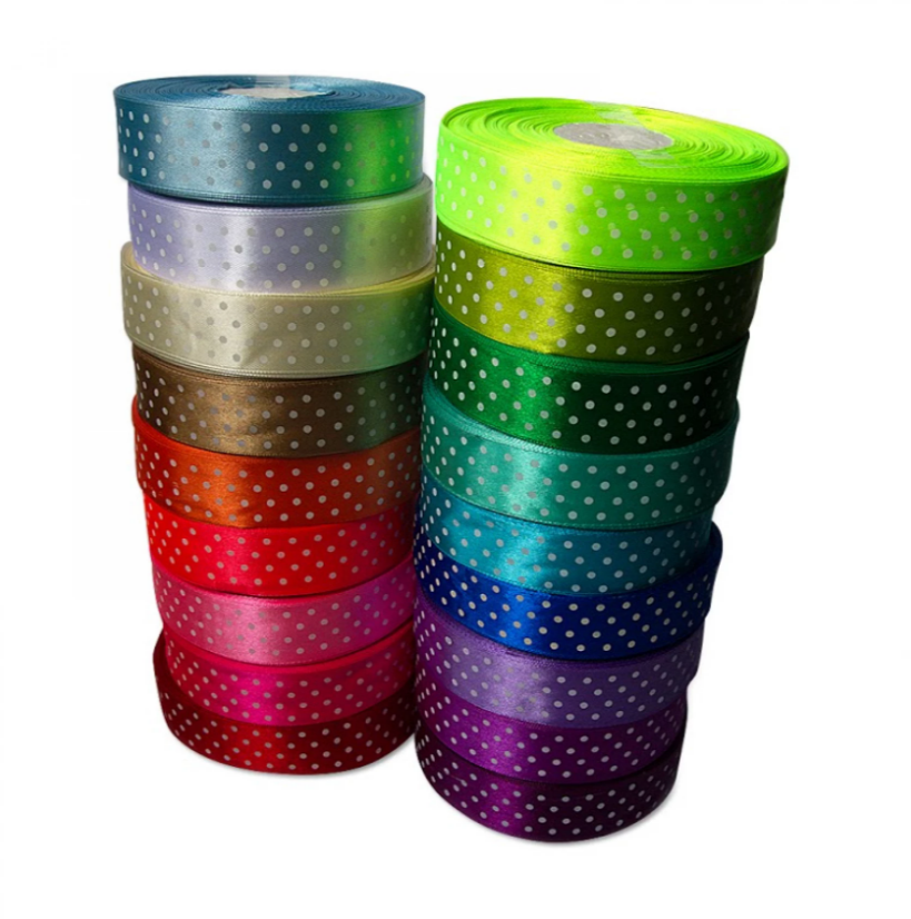 Лента атласная в горошек 2.5см/23м Лента атласная в горошек 2.5см/23м