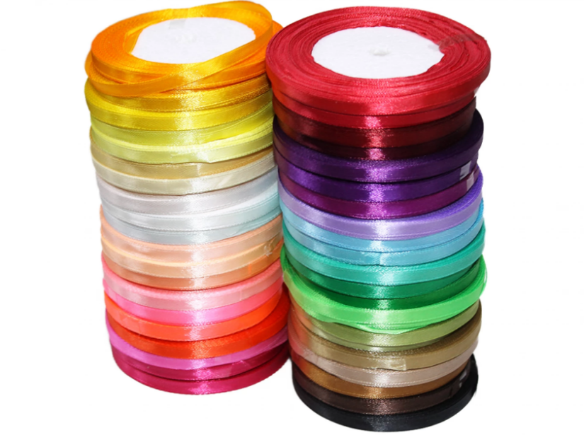 Лента атласная набор всех цветов 0.6см/23м/43шт Лента атласная набор всех цветов 0.6см/23м/43шт