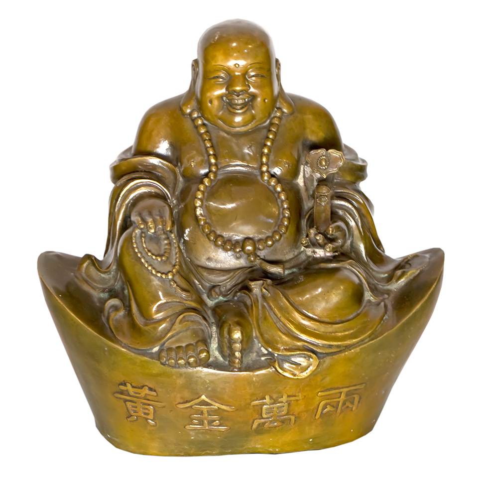 Статуэтка Хотей на чаше богатства бронза (30 см) Статуэтка Хотей на чаше богатства бронза (30 см)