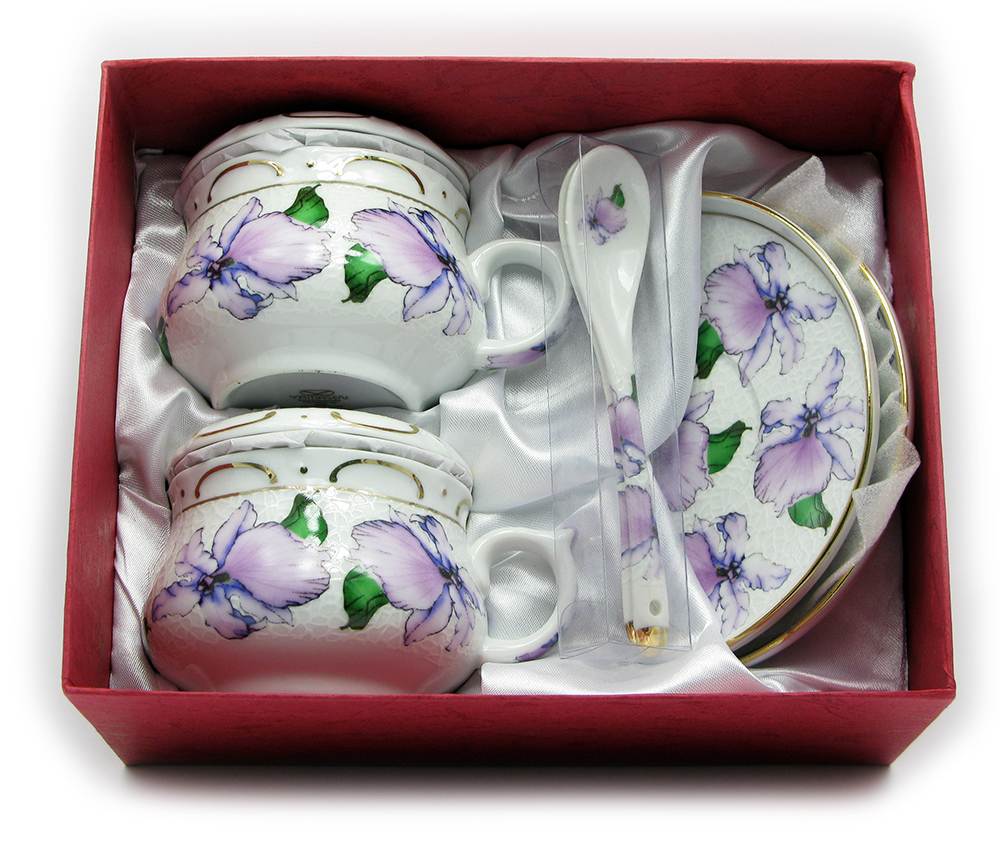 Сервиз фарфор (190мл.)(2GBC-A1093SP) 2чашки+2блюдца+2ложки Цветы на белом фоне (h-6см.,d-7см.) Сервиз фарфор (190мл.)(2GBC-A1093SP) 2чашки+2блюдца+2ложки Цветы на белом фоне (h-6см.,d-7см.)