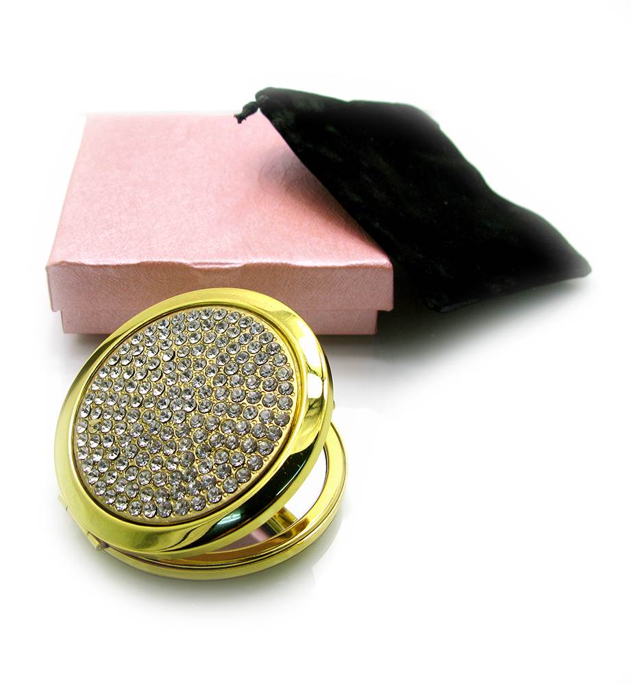 Зеркальце косметическое Стразы золото 18583 Белый (в коробке + чехольчик) Зеркальце косметическое Стразы золото 18583 Белый (в коробке + чехольчик)