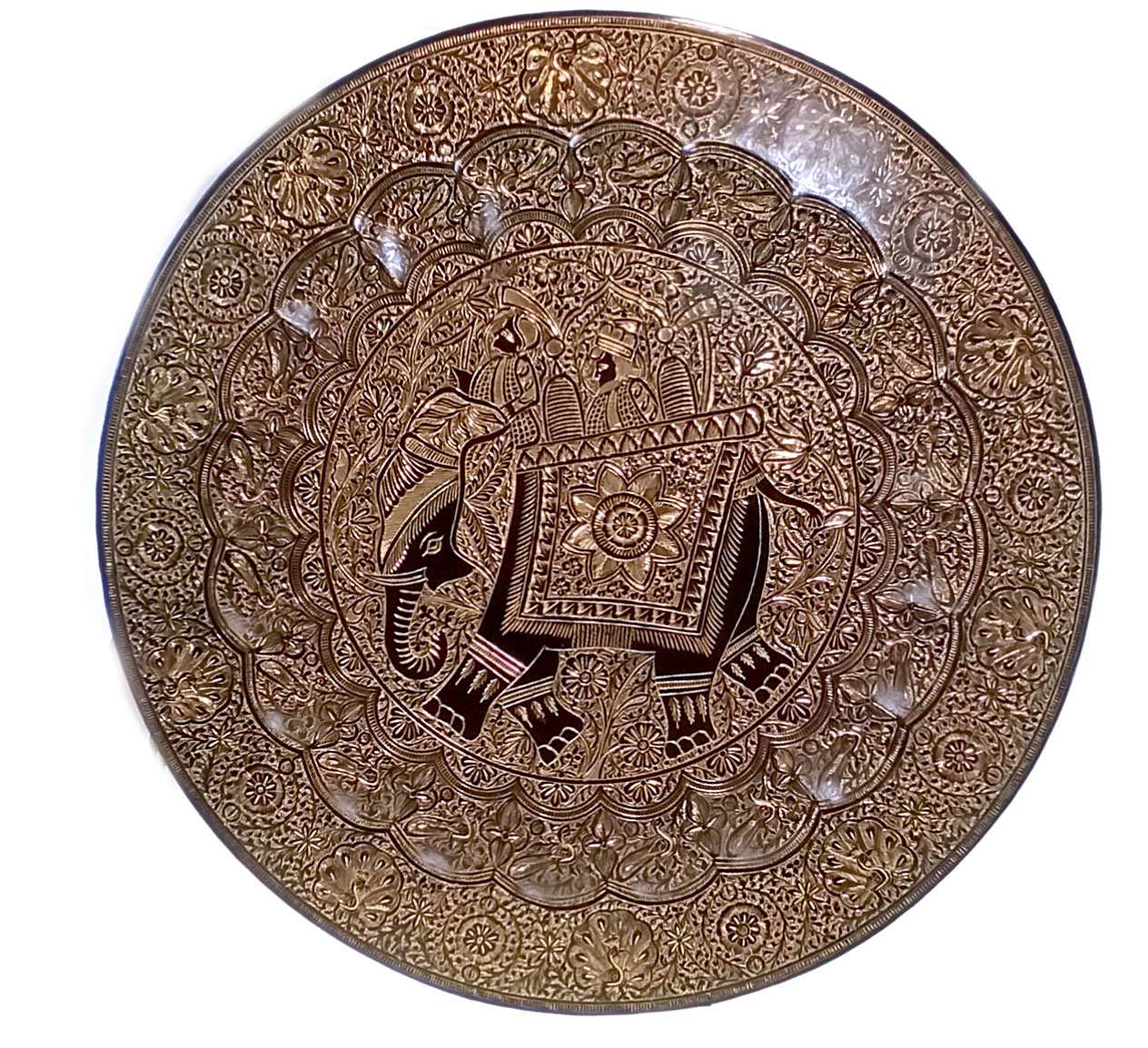 Тарелка бронзовая настенная Раджа на слоне (58 см) Тарелка бронзовая настенная Раджа на слоне (58 см)