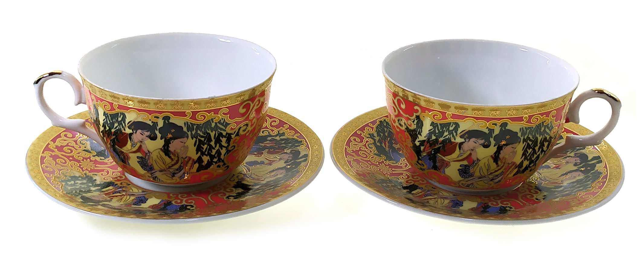 Сервиз фарфор (2JBS86-1) 2 чашки +2 блюдца Красный (210 мл)(h-6см,d-10см,d блюдца-15 см) Сервиз фарфор (2JBS86-1) 2 чашки +2 блюдца "Красный" (16 шт. в ящ.) код 21255