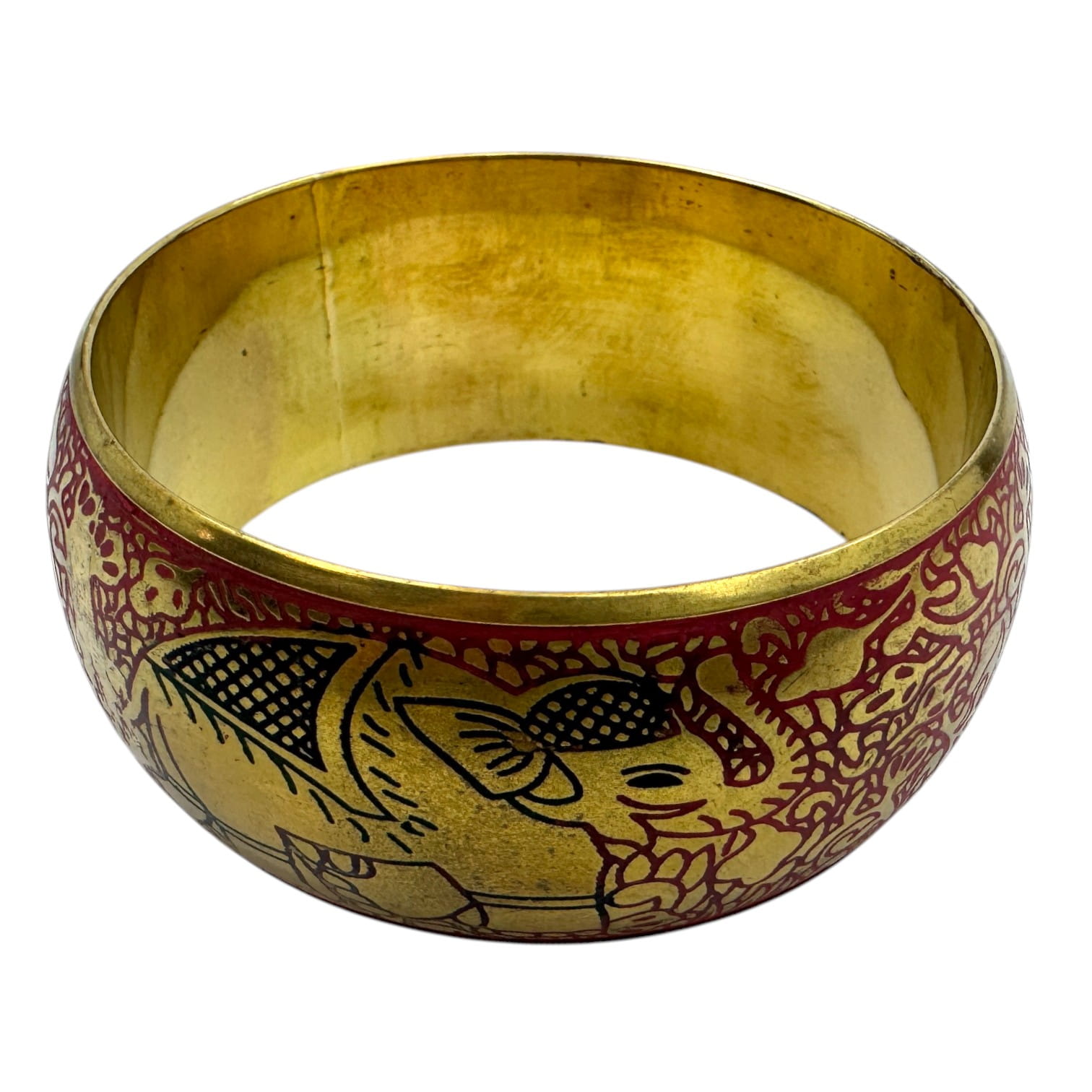 Браслет бронзовый с эмалью и гравировкой Слоны красный (d-7,8 ; 6,5. h-3 см) Браслет бронзовый с эмалью и гравировкой Слоны красный (d-7,8 ; 6,5. h-3 см)