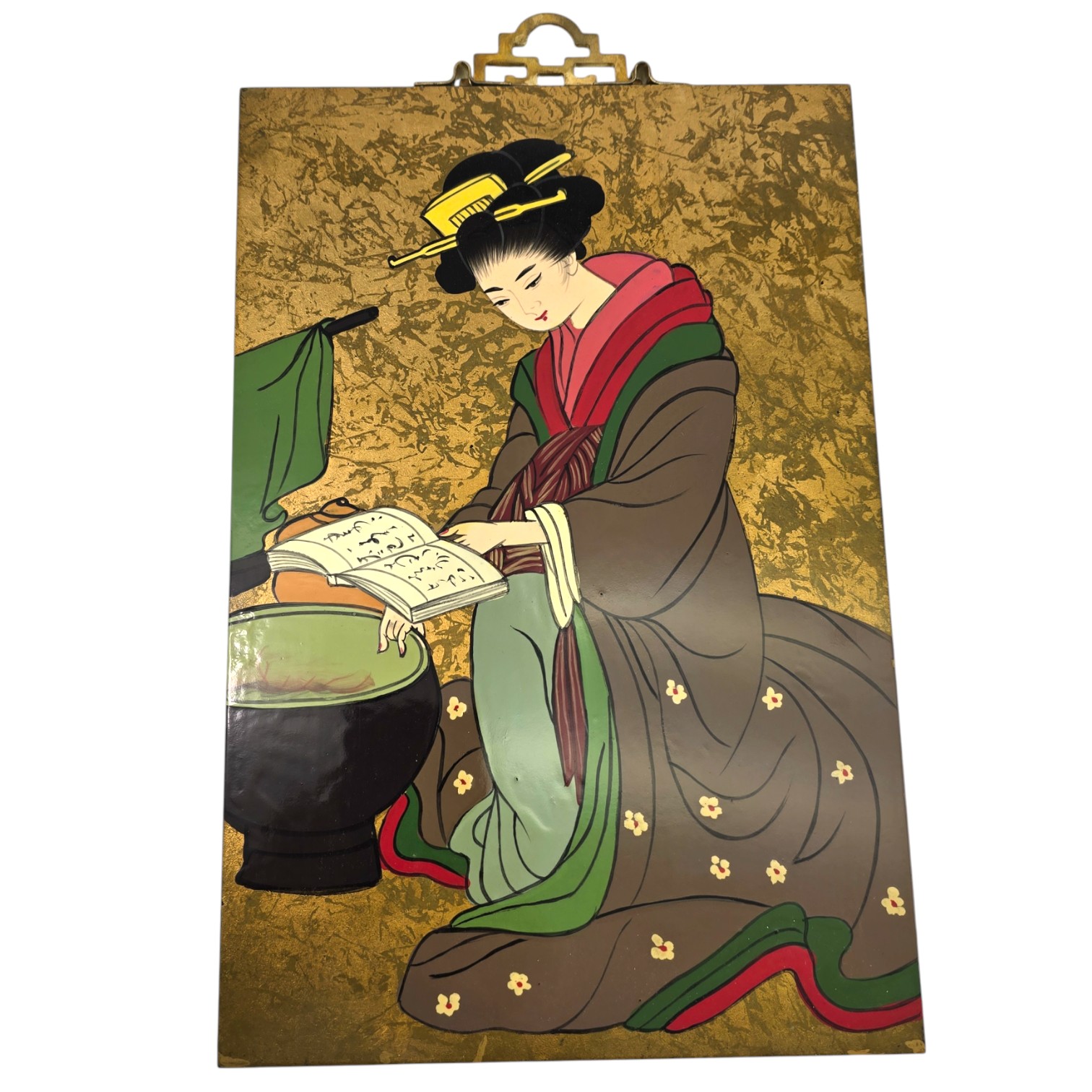 Картина Гейша читающей книгу у низкого столика (30 х 20 х 0,9 см) Картина Гейша читающей книгу у низкого столика (30 х 20 х 0,9 см)