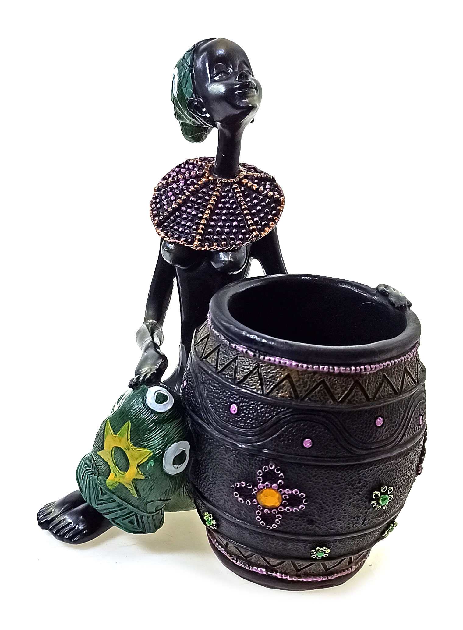 Африканка с корзиной, подставка под ручки (16х12,5х9см)D Африканка с корзиной, подставка под ручки (16х12,5х9см)D