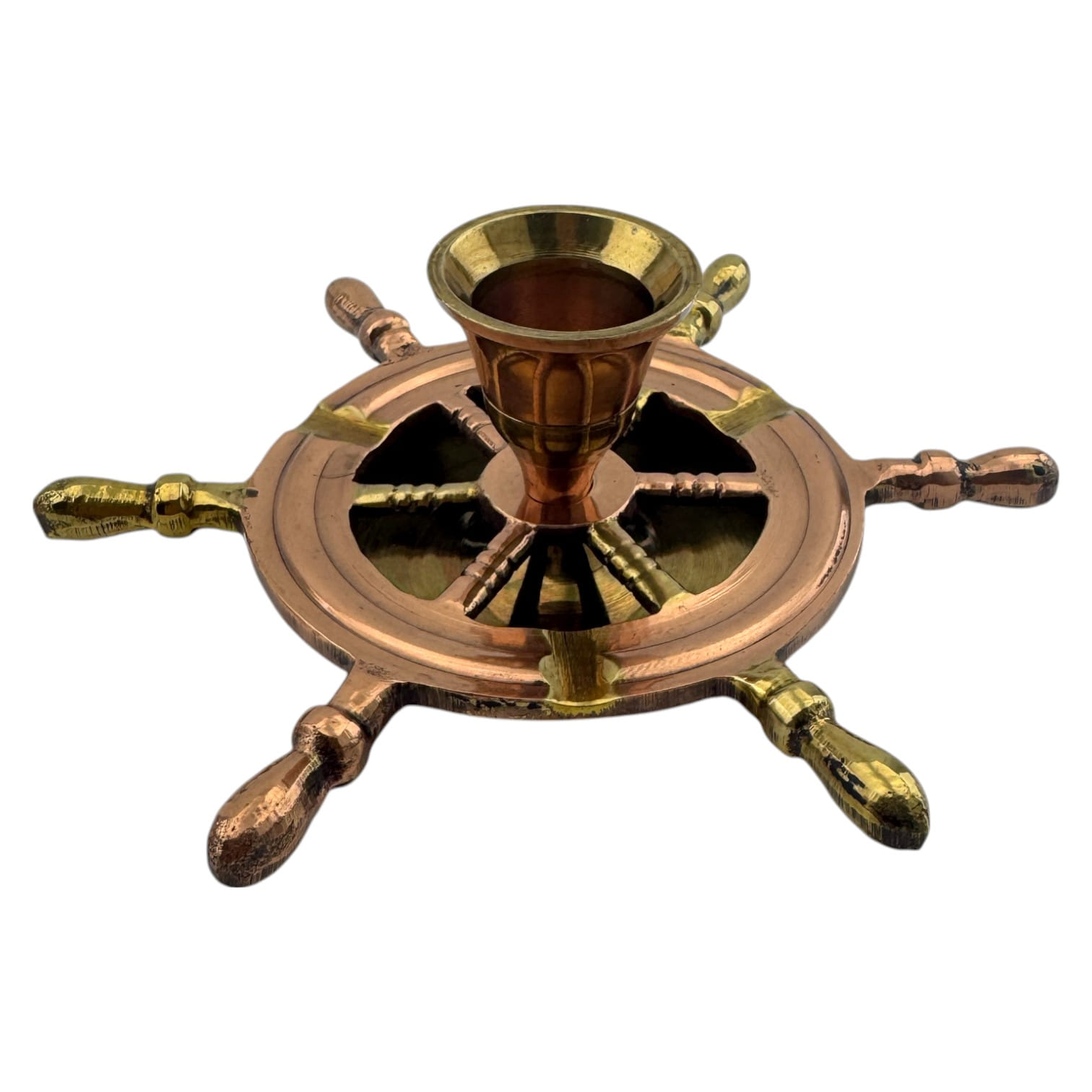 Подсвечник-пепельница Штурвал бронза (15х15х5 см) Подсвечник-пепельница Штурвал бронза (15х15х5 см)