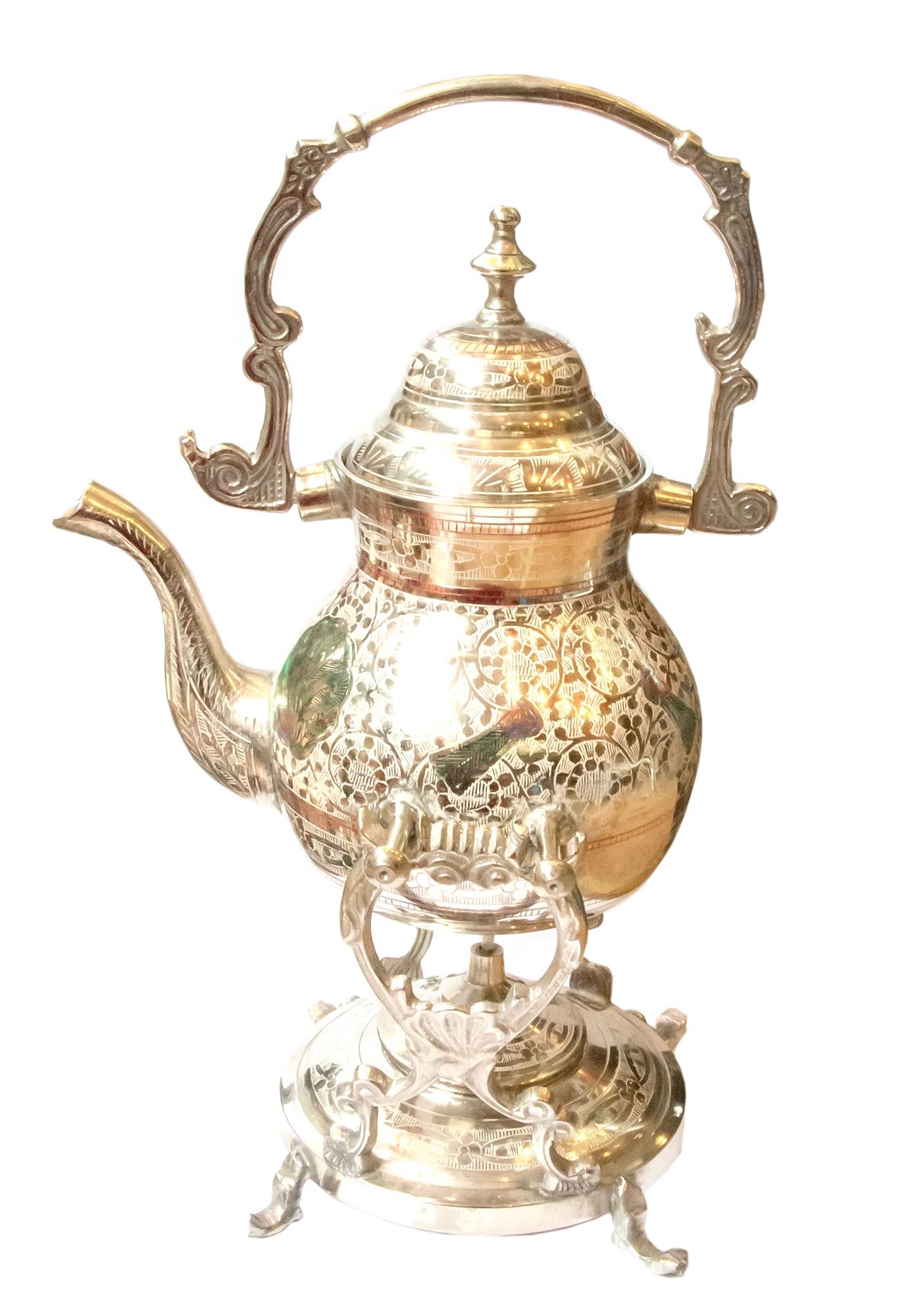 Чайник бронзовый с горелкой на подставке с цветным рисунком (30,5х19х16 см) Чайник бронзовый с горелкой на подставке с цветным рисунком (30,5х19х16 см)
