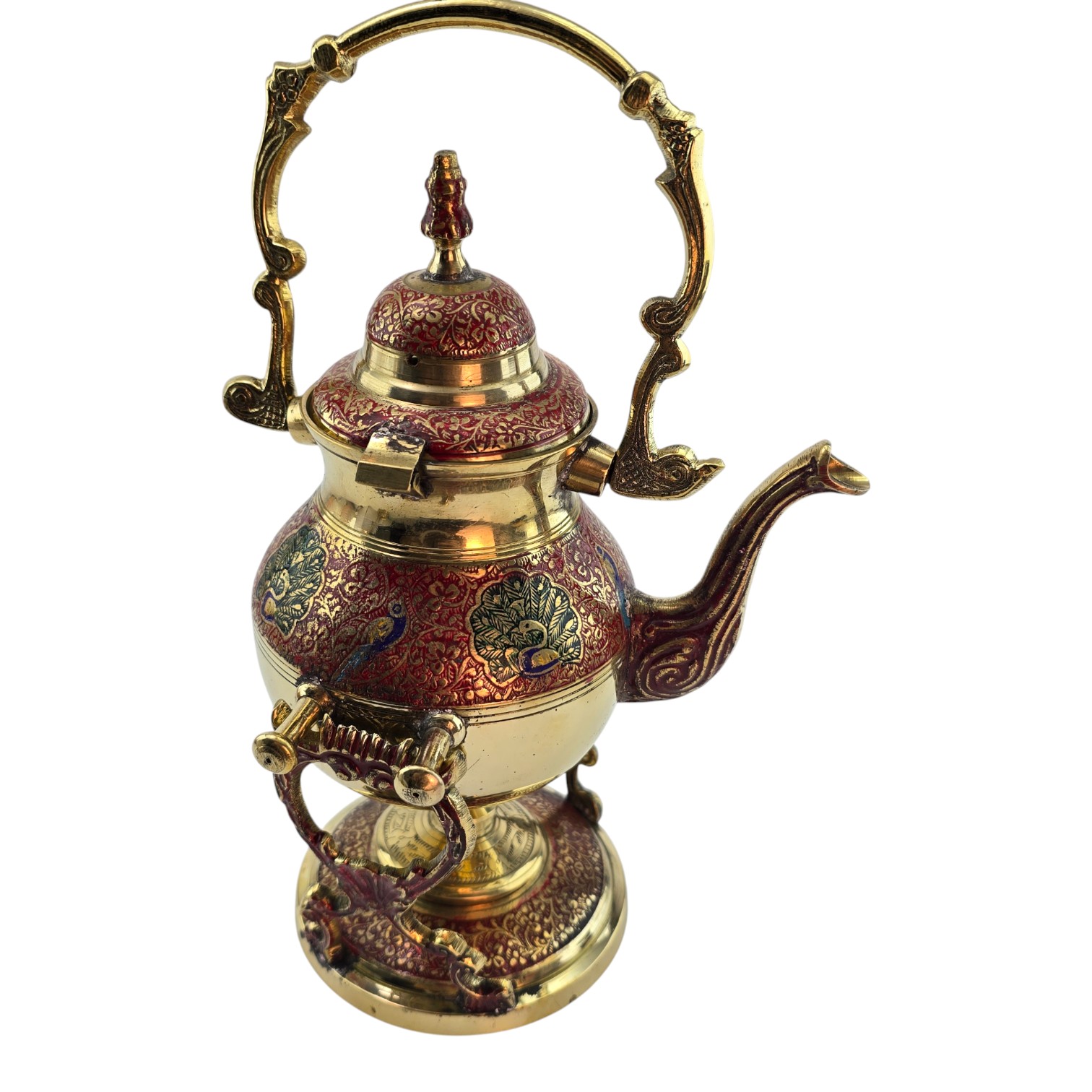 Чайник бронзовый с горелкой на подставке с цветным рисунком (30,5х19х16 см)A Чайник бронзовый с горелкой на подставке с цветным рисунком (30,5х19х16 см)A
