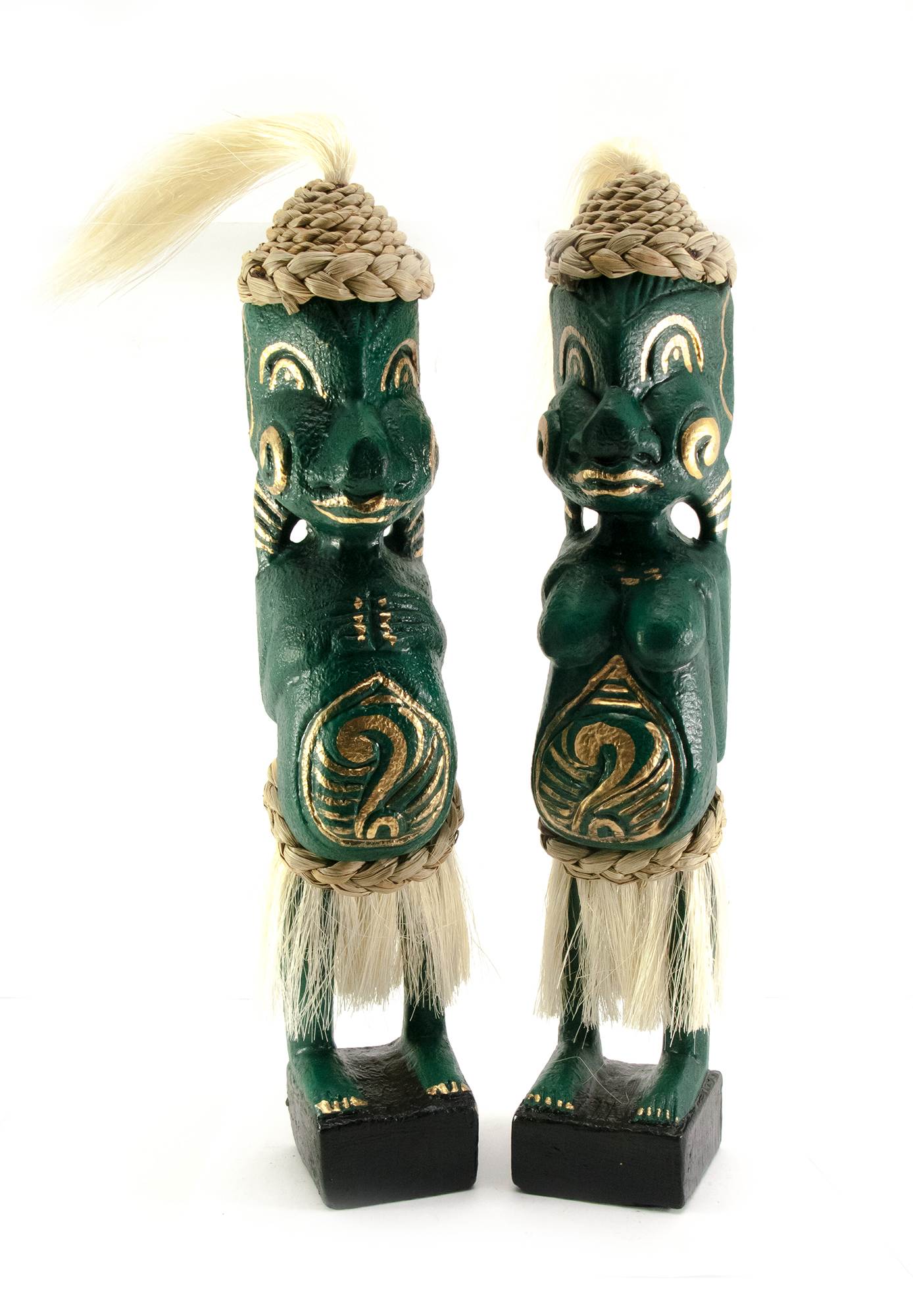 Папуасы пара резные дерево зеленые (34х6х5 см) Папуасы пара резные дерево зеленые (34х6х5 см)