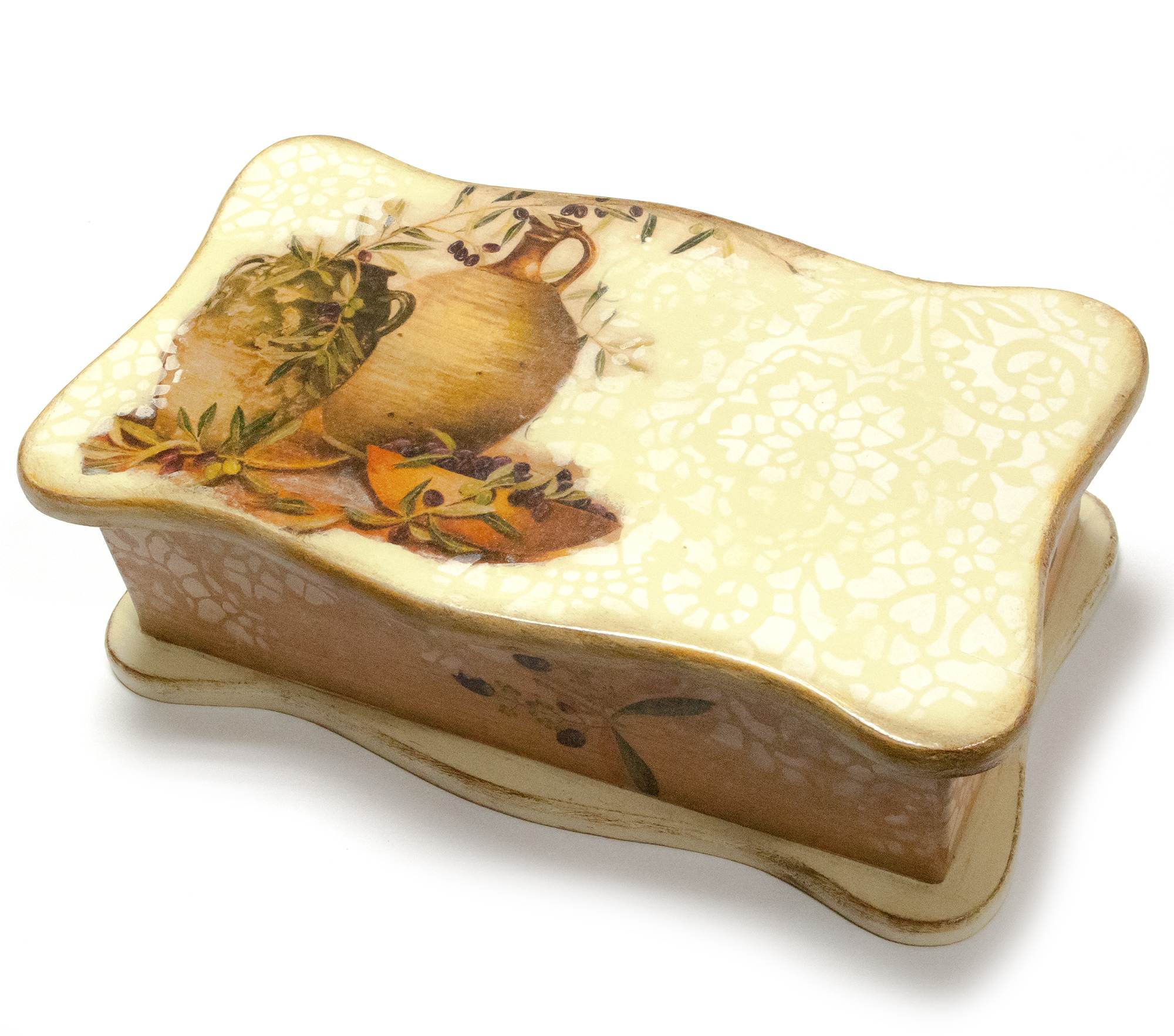 Шкатулка с фигурной крышкой Оливки (26.5х15.5х9.5) ольха,массив дерева Шкатулка с фигурной крышкой Оливки (26.5х15.5х9.5) ольха,массив дерева