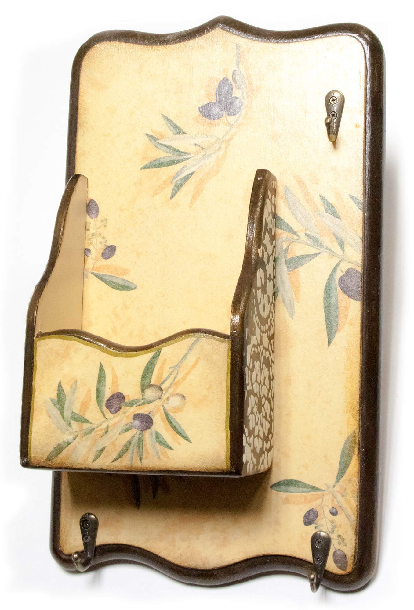 Ключница вешалка Оливка, с ящиком, массив дерева (34х20 см.) Ключница вешалка Оливка, с ящиком, массив дерева (34х20 см.)