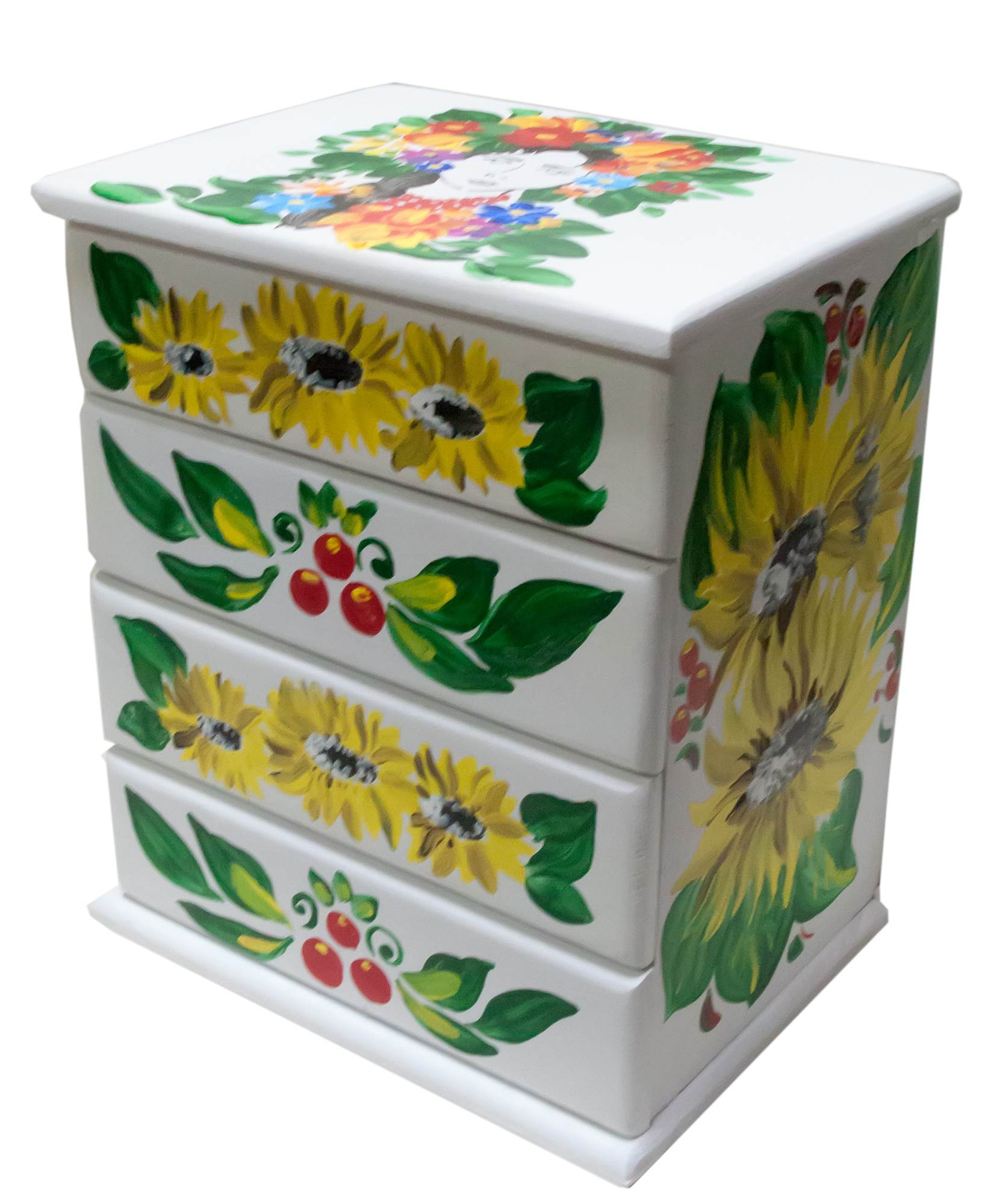 Шкатулка комод,Украинка с подсолнухами, белая, расписано вручную, массив дерева (22,5х15х26 см) Шкатулка комод,Украинка с подсолнухами, белая, расписано вручную, массив дерева (22,5х15х26 см)