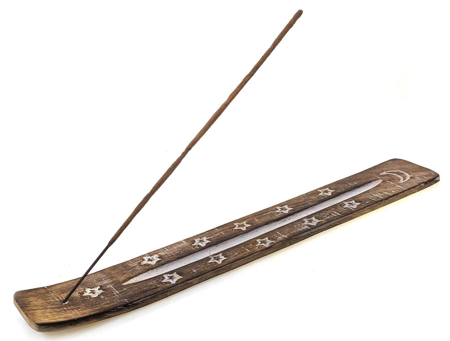 Подставка под благовония лыжа Луна и звезды манговое дерево (26х3,5х0,5 см) Подставка под благовония лыжа Луна и звезды манговое дерево (26х3,5х0,5 см)