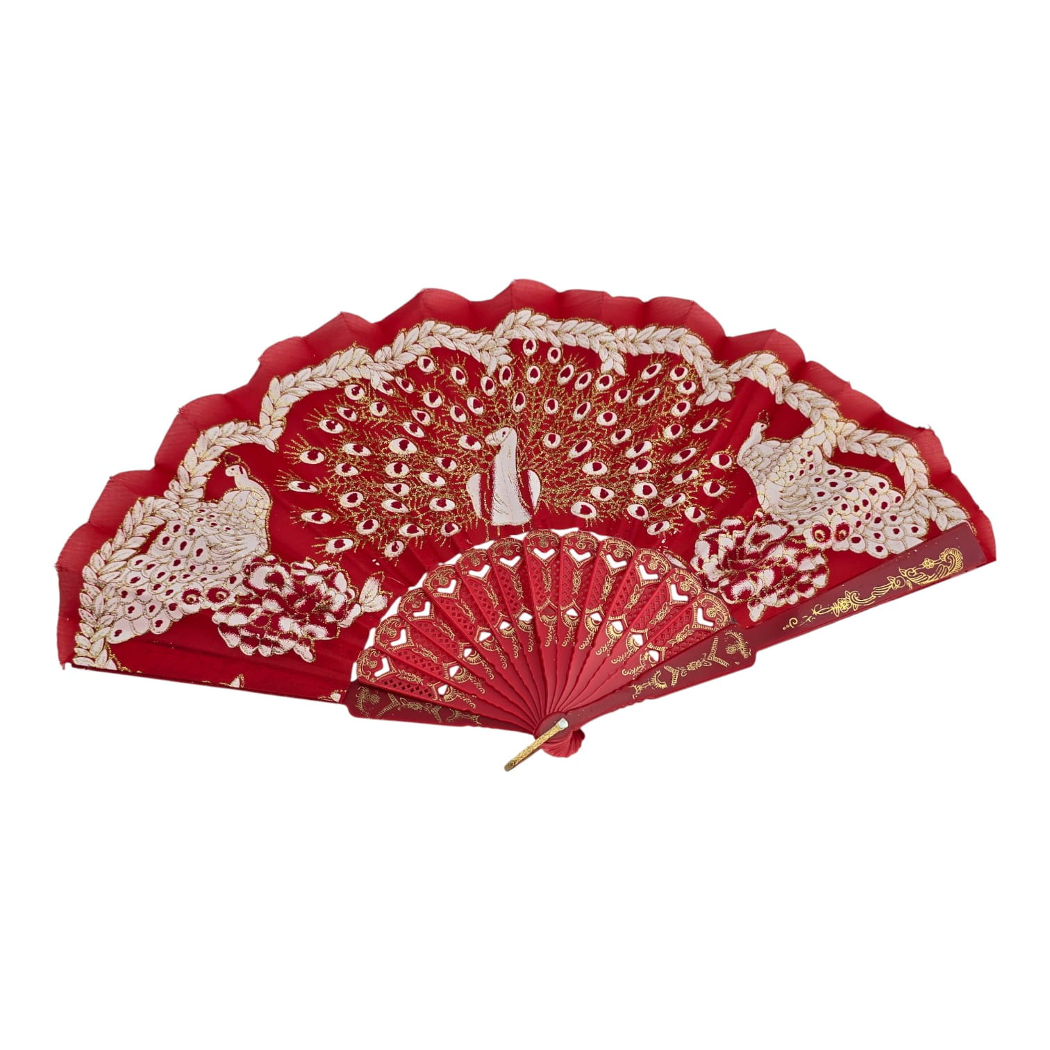 Веер Павлины красный (23 см) Веер Павлины красный (23 см)