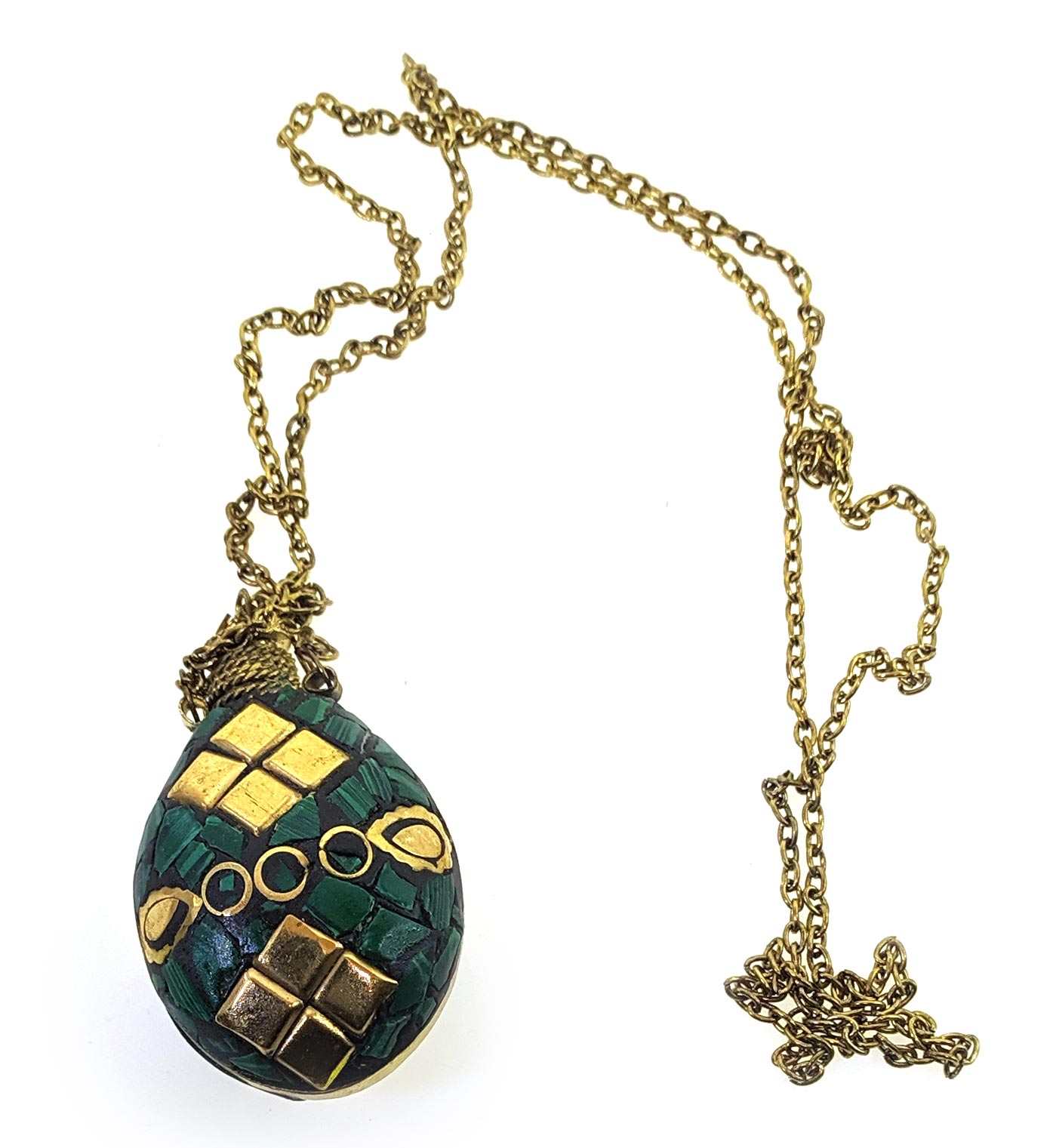 Аромакулон бронзовый с малахитовыми вставками (5,5х4,5х2 см) Аромакулон бронзовый с малахитовыми вставками (5,5х4,5х2 см)