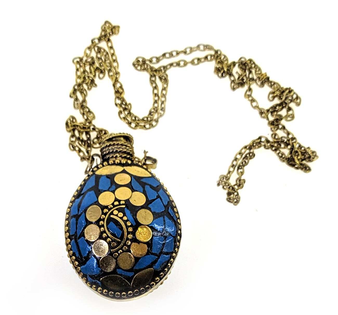 Аромакулон овальный бронзовый инкрустирован бирюзой (5,5х4,5х2 см) Аромакулон овальный бронзовый инкрустирован бирюзой (5,5х4,5х2 см)