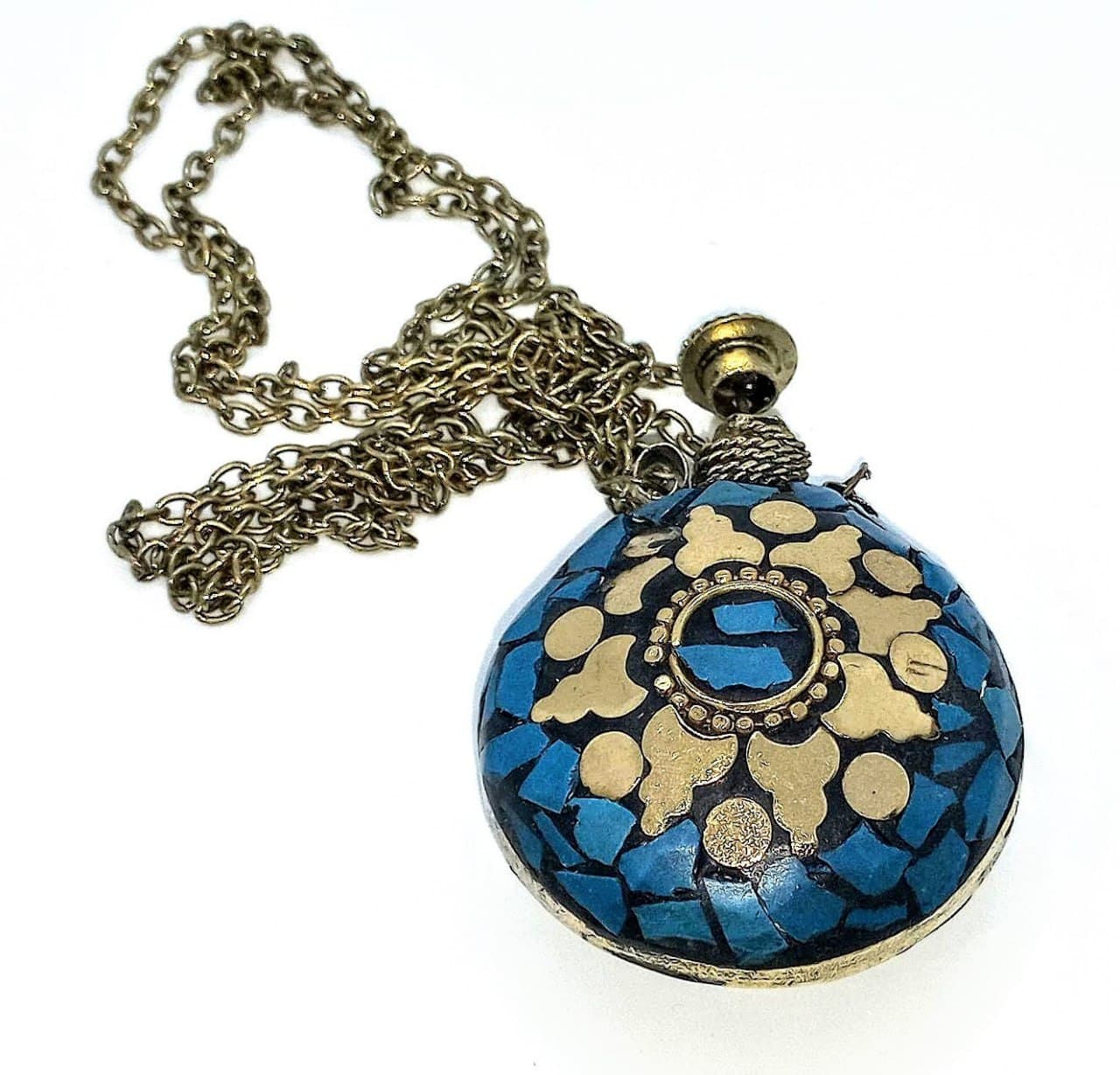 Аромакулон Солнце бронзовый инкрустирован бирюзой (5,5х4,5х2 см) Аромакулон Солнце бронзовый инкрустирован бирюзой (5,5х4,5х2 см)