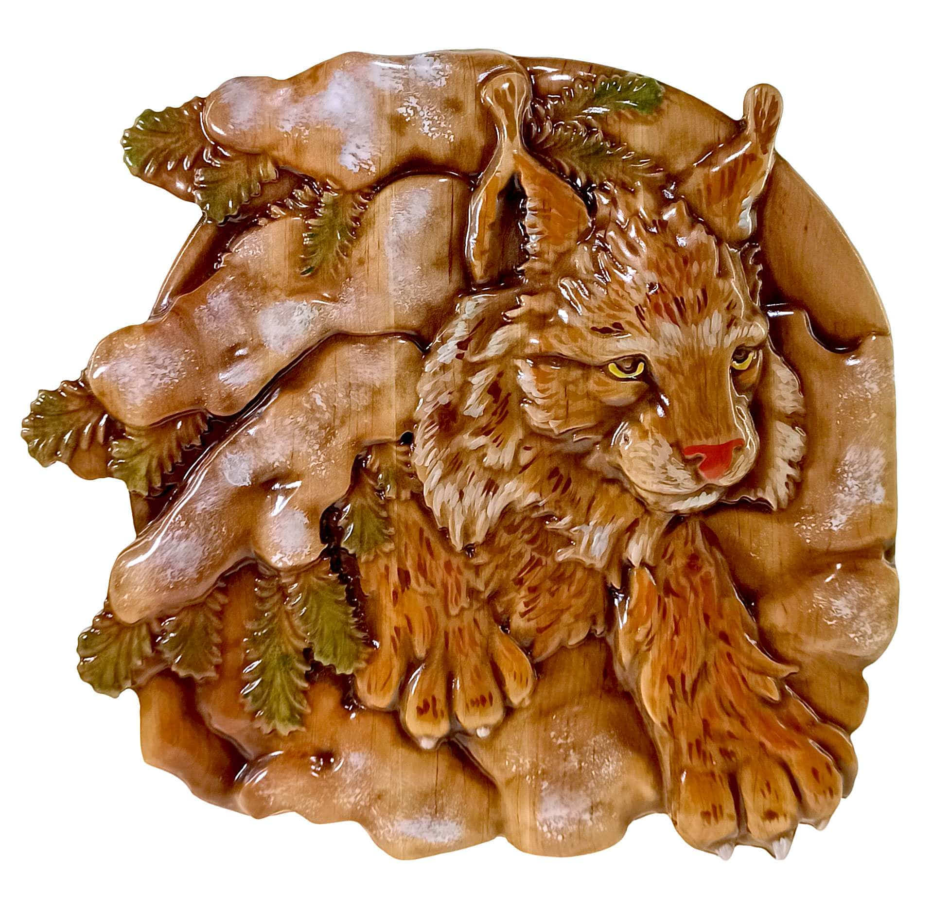 Панно Рысь(31×29×2,4см)из натурального дерева,резное,,покрыто патиной,эмалями и лаком. Панно Рысь(31×29×2,4см)из натурального дерева,резное,,покрыто патиной,эмалями и лаком.