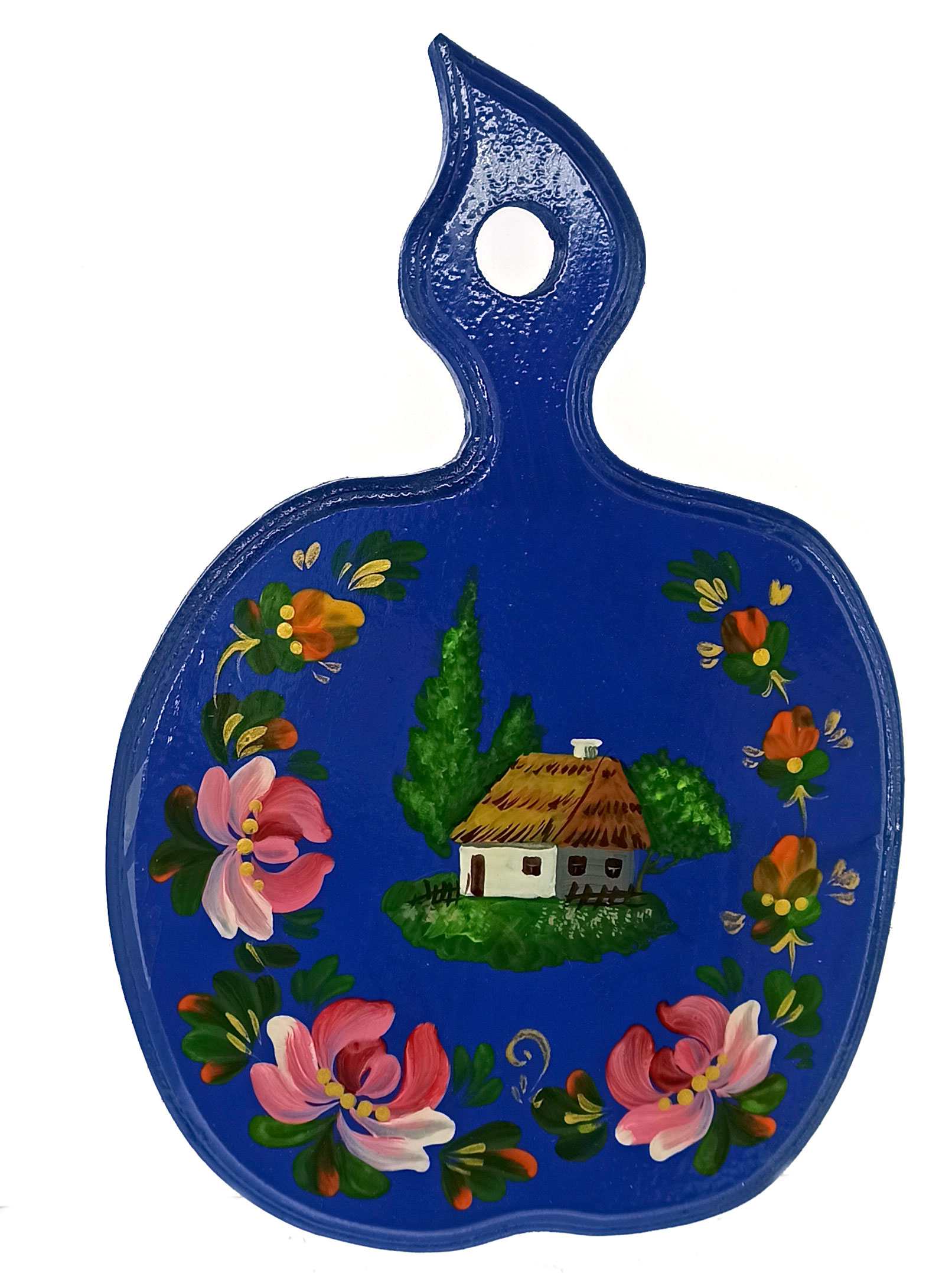 Доска кухонная Хатка(28×17,5×1,8 см),бук,ручная роспись Доска кухонная Хатка(28×17,5×1,8 см),бук,ручная роспись