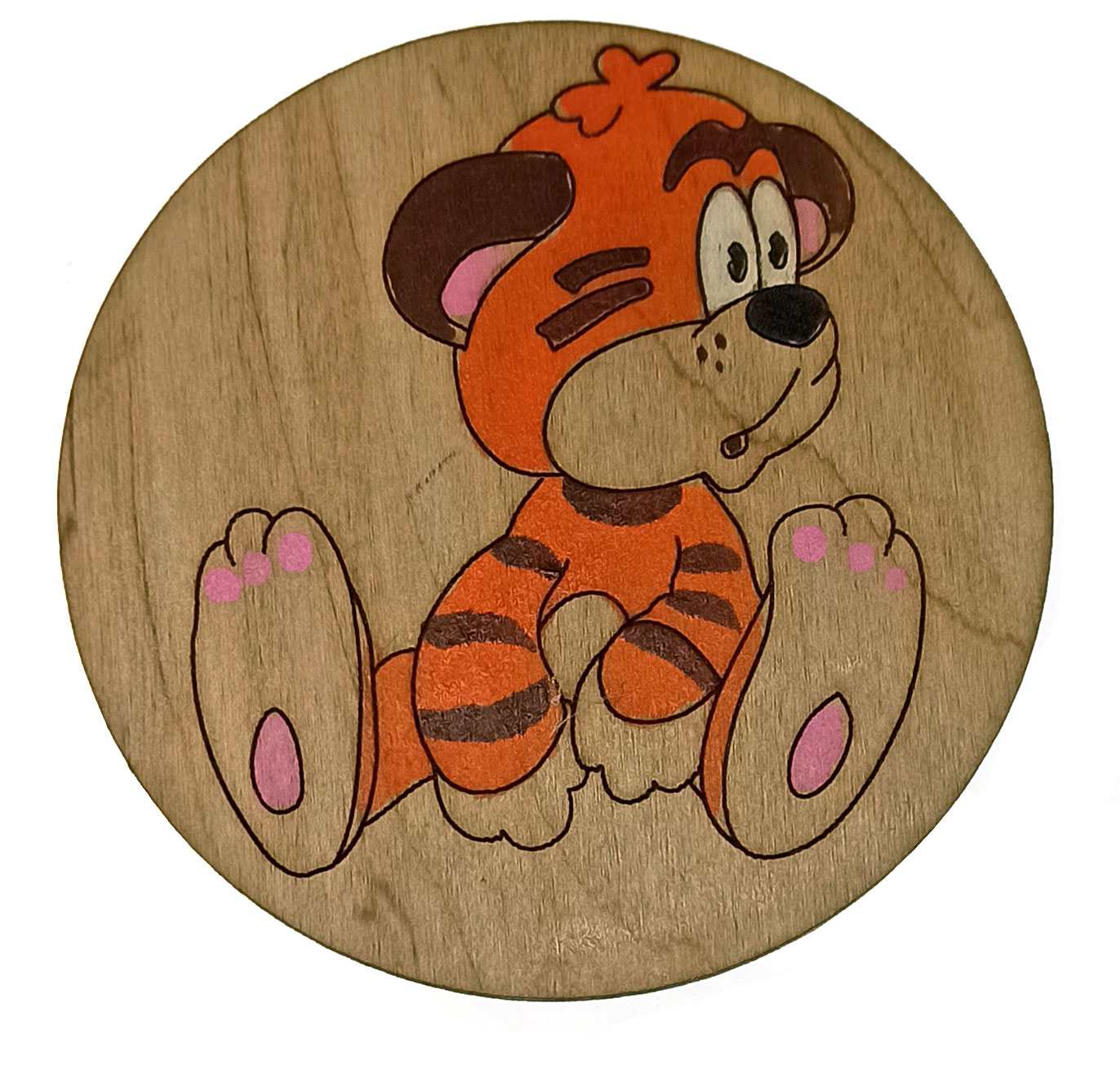 Магнит Тигр(д-9,5см),деревянный,ручная роспись,покрыт лаком A Магнит Тигр(д-9,5см),деревянный,ручная роспись,покрыт лаком A