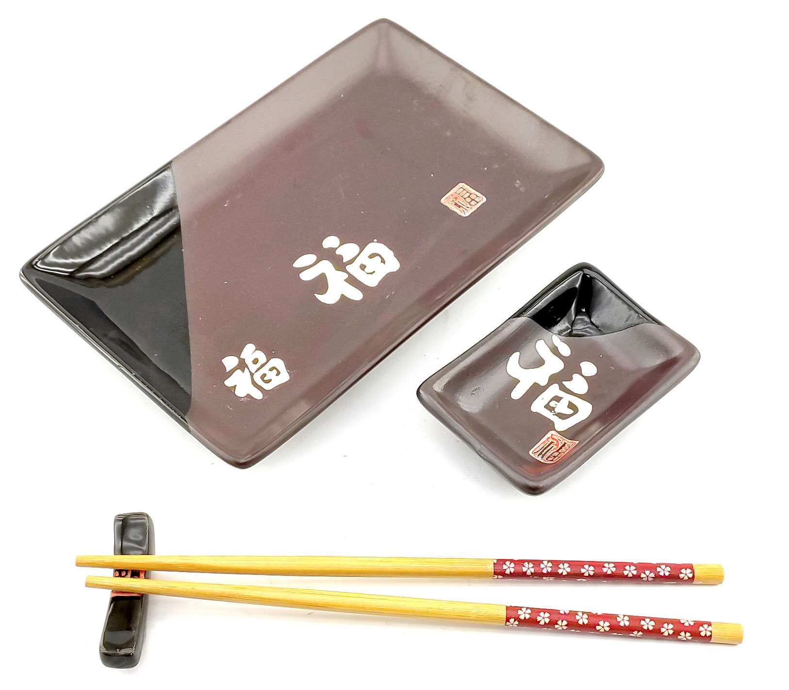 Сервиз для суши Иероглифы на шоколадном фоне(28х14 см)(1 персона) Сервиз для суши Иероглифы на шоколадном фоне(28х14 см)(1 персона)