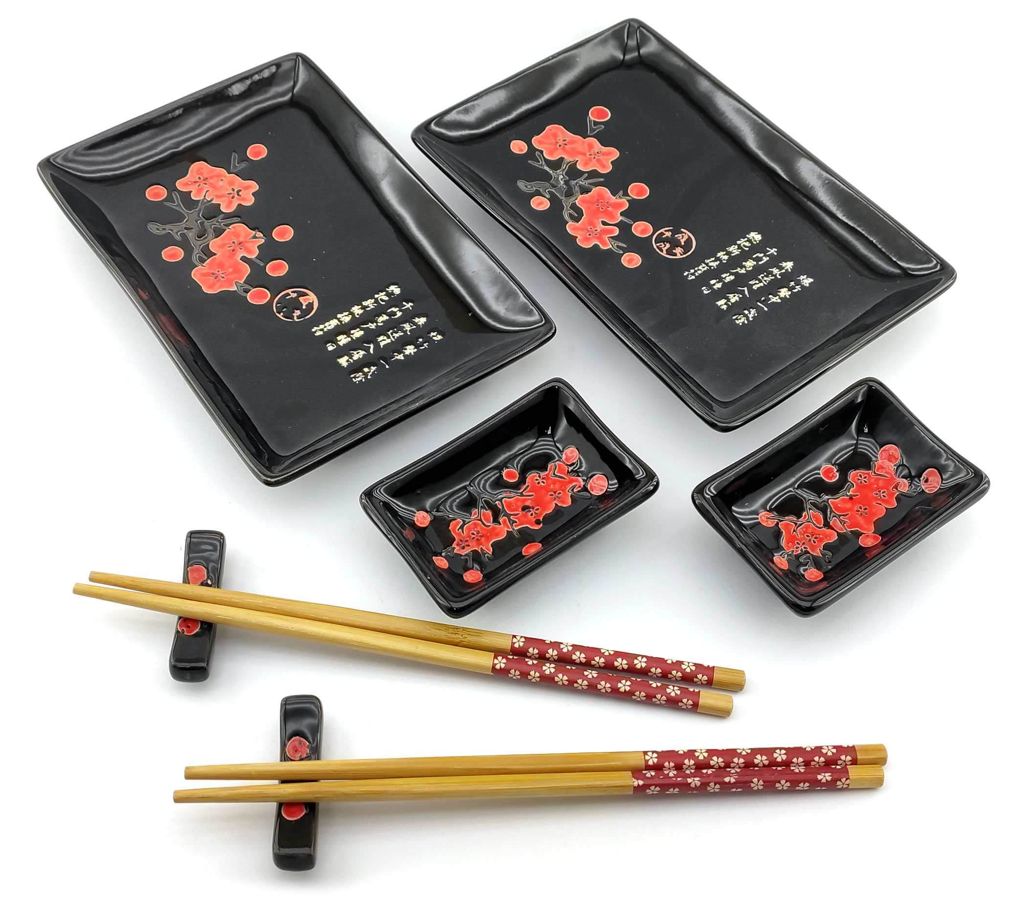 Сервиз для суши Красная сакура на черном фоне (2 персоны)(28х28,3х3,5 см) Сервиз для суши Красная сакура на черном фоне (2 персоны)(28х28,3х3,5 см)