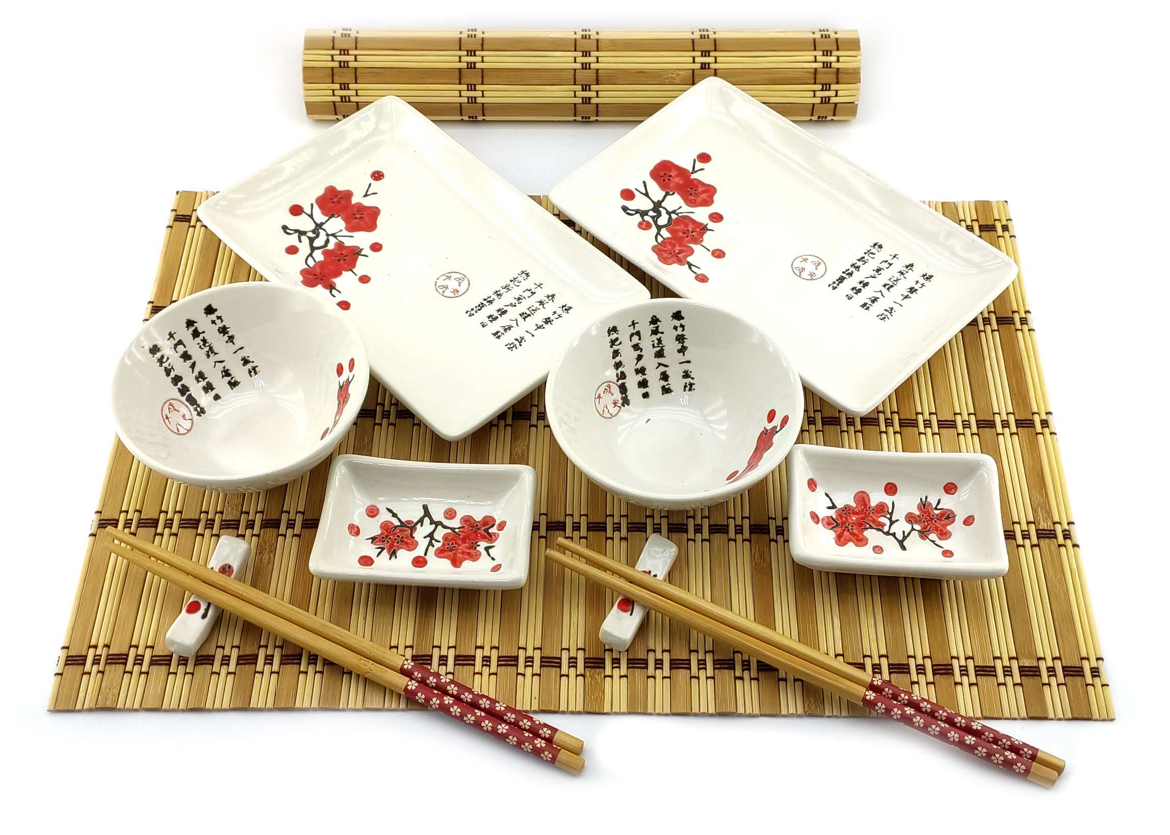 Сервиз для суши Красная сакура а белом фоне (2 персоны)(39х27,5х5,5 см) Сервиз для суши Красная сакура а белом фоне (2 персоны)(39х27,5х5,5 см)
