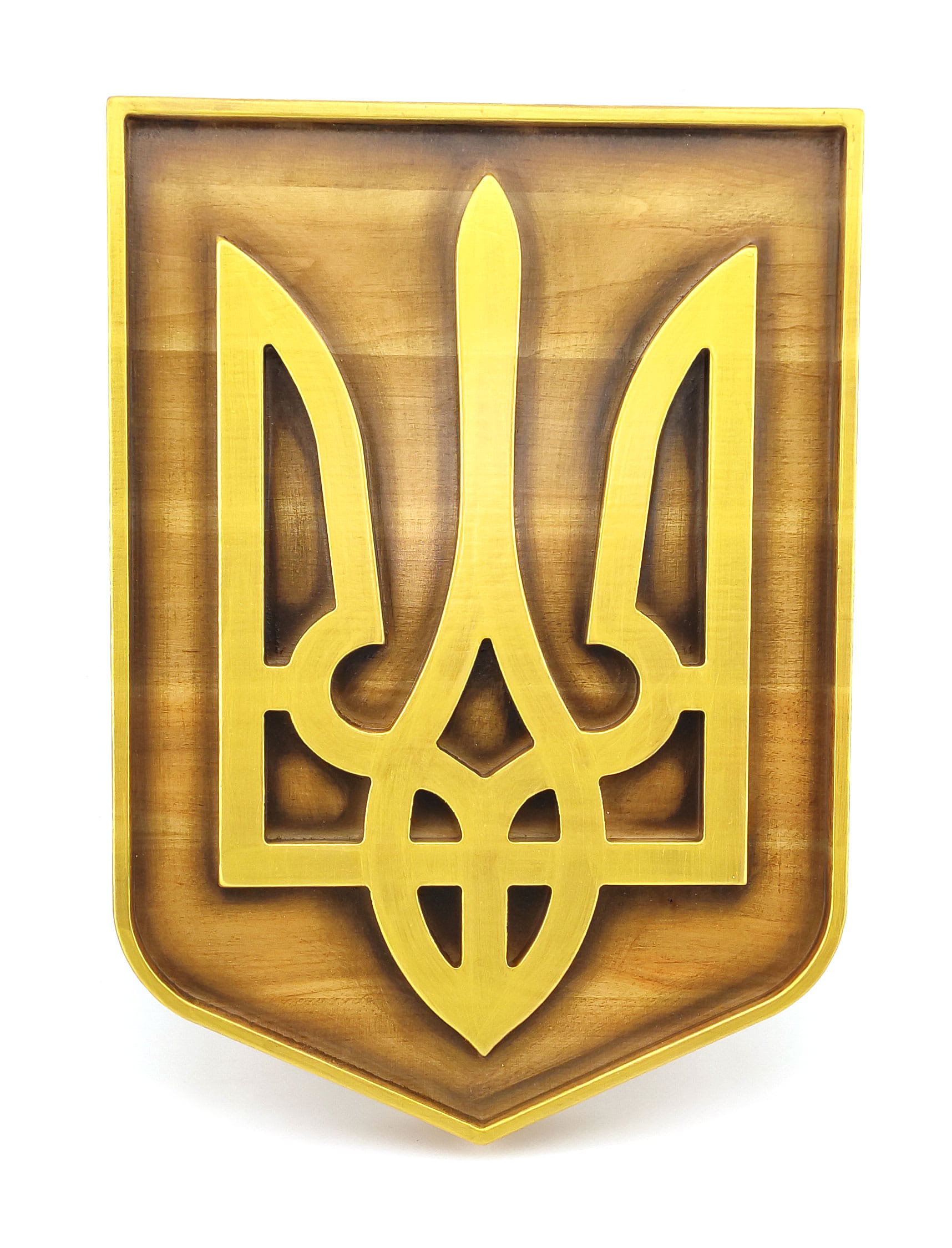 Панно Герб Украины(29*20,5*2,4см),из натурального дерева,резное,покрыто патиной,лаком,эмалью-золот Панно Герб Украины(29*20,5*2,4см),из натурального дерева,резное,покрыто патиной,лаком,эмалью-золот