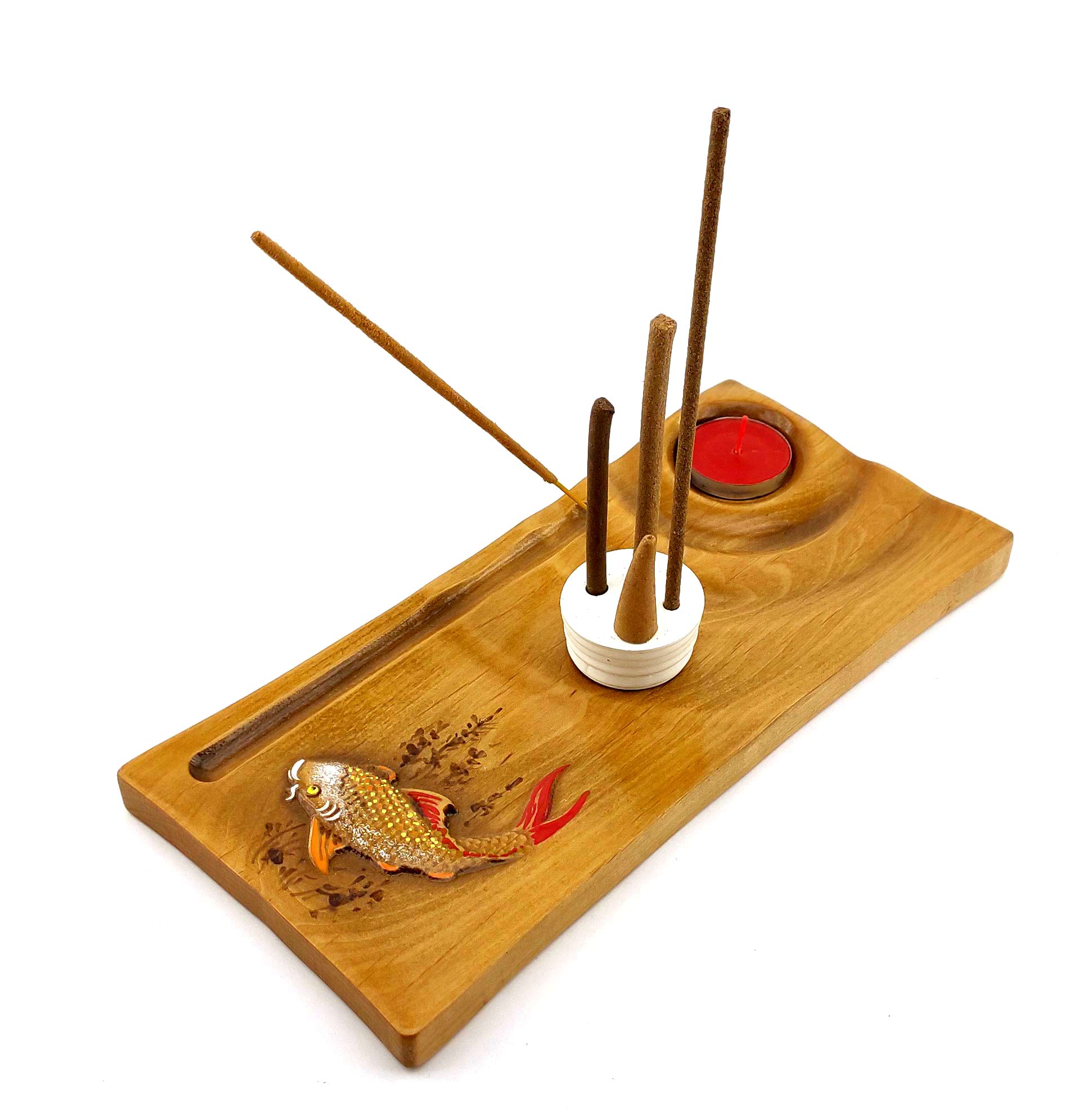 Подставка под благовония Карп (24,5×12×1,8см) массив дерева ,резная покрыта эмалью и лаком. Подставка под благовония Карп (24,5×12×1,8см) массив дерева ,резная покрыта эмалью и лаком.