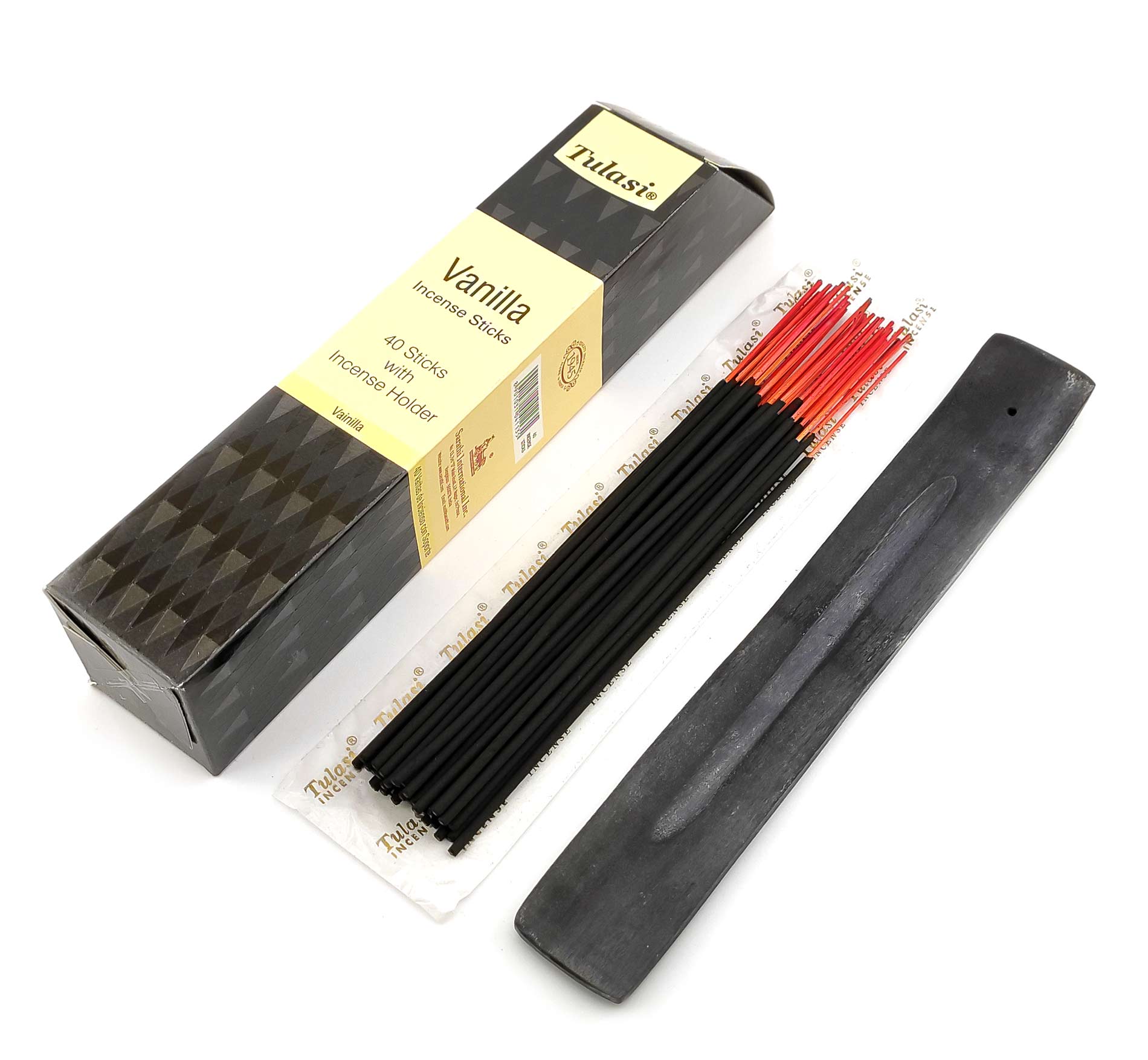 Vanilla 40 Stiks with Incense Holder (Благовония 40 штук с деревянной подставкой)(Tulasi) Vanilla 40 Stiks with Incense Holder (Благовония 40 штук с деревянной подставкой)(Tulasi)