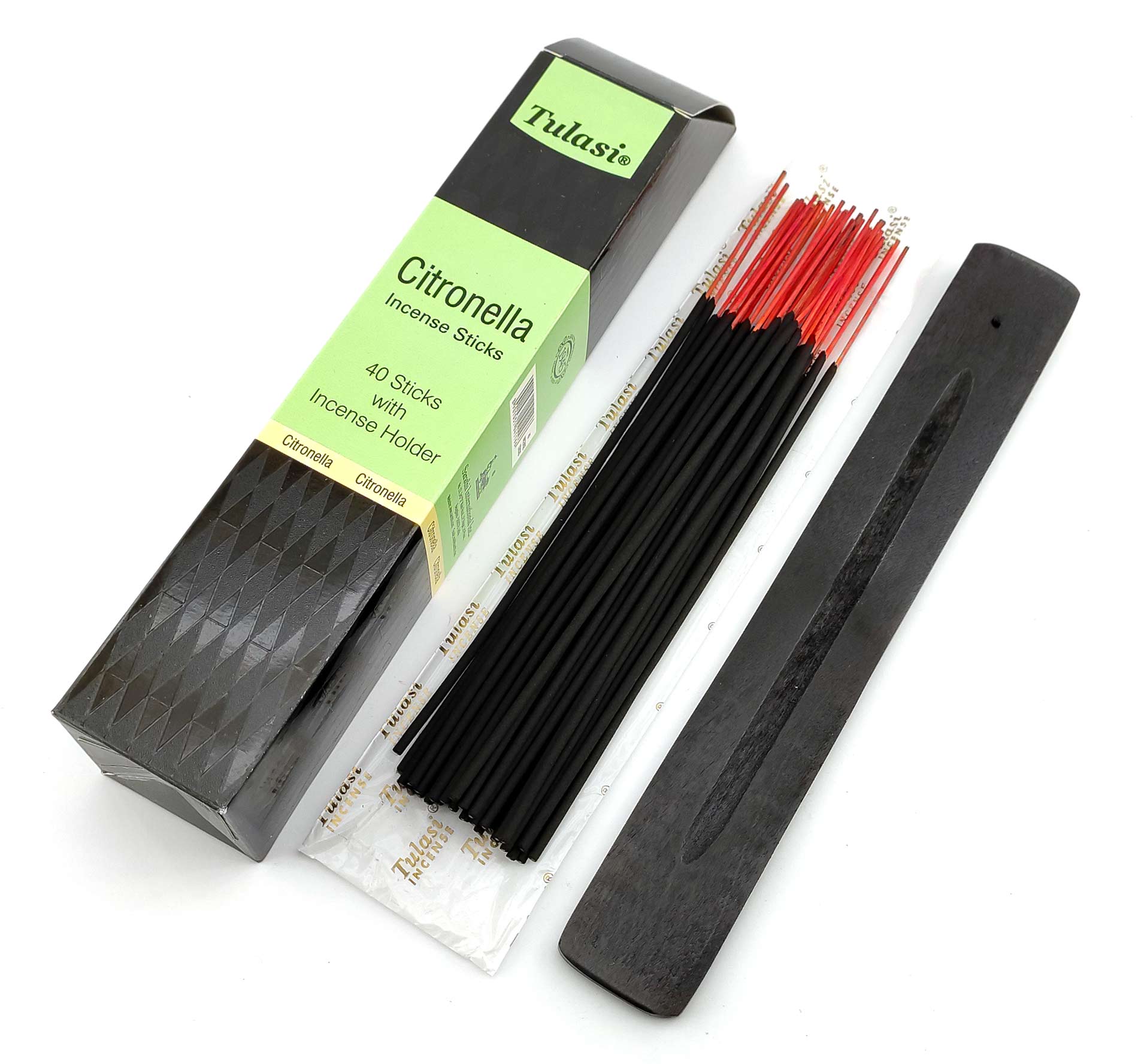 Citronella 40 Stiks with Incense Holder (Благовония 40 штук с деревянной подставкой)(Tulasi) Citronella 40 Stiks with Incense Holder (Благовония 40 штук с деревянной подставкой)(Tulasi)