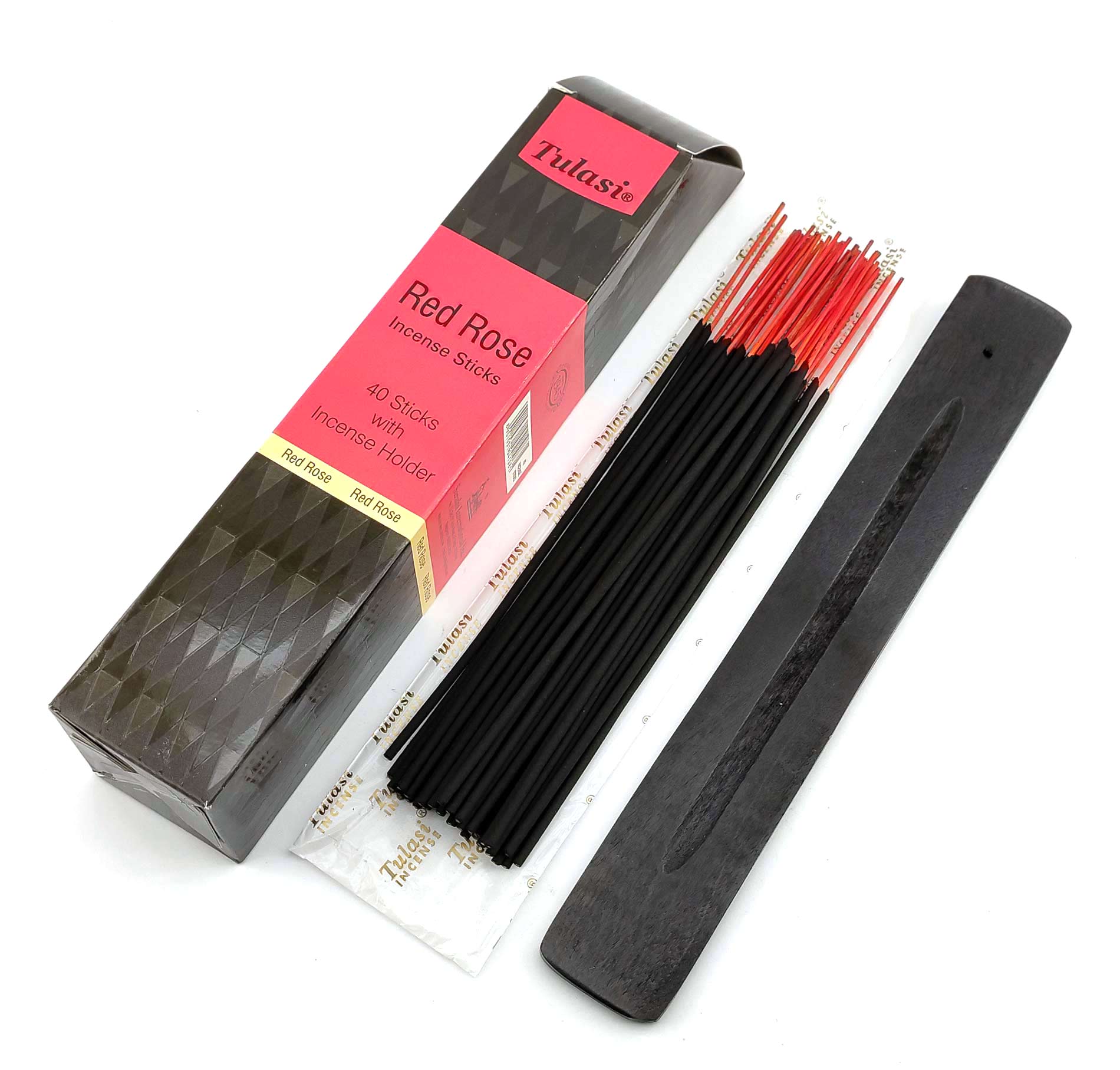 Red Rose 40 Stiks with Incense Holder (Благовония 40 штук с деревянной подставкой)(Tulasi) Red Rose 40 Stiks with Incense Holder (Благовония 40 штук с деревянной подставкой)(Tulasi)