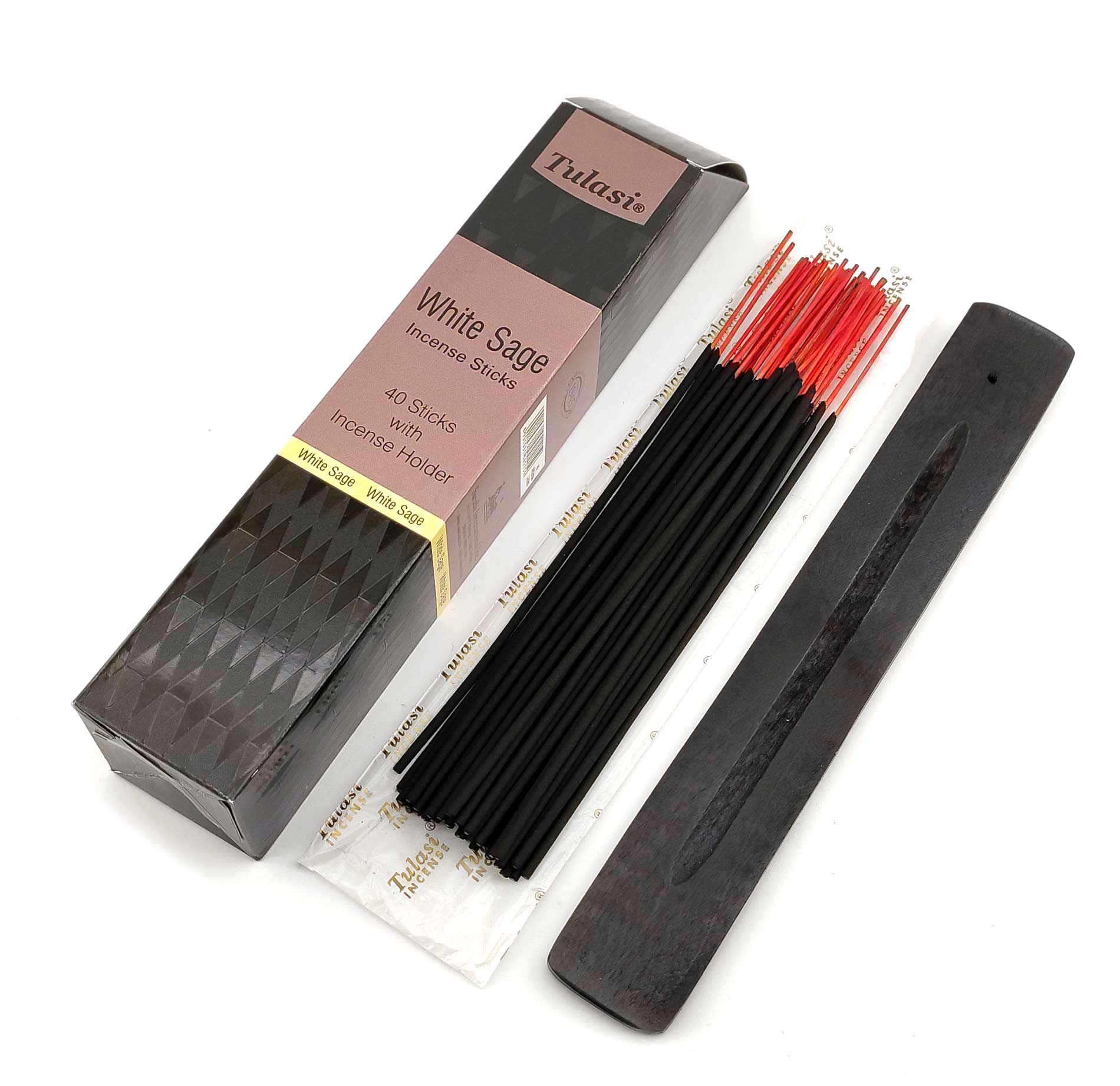 White Sage 40 Stiks with Incense Holder (Благовония 40 штук с деревянной подставкой)(Tulasi) White Sage 40 Stiks with Incense Holder (Благовония 40 штук с деревянной подставкой)(Tulasi)