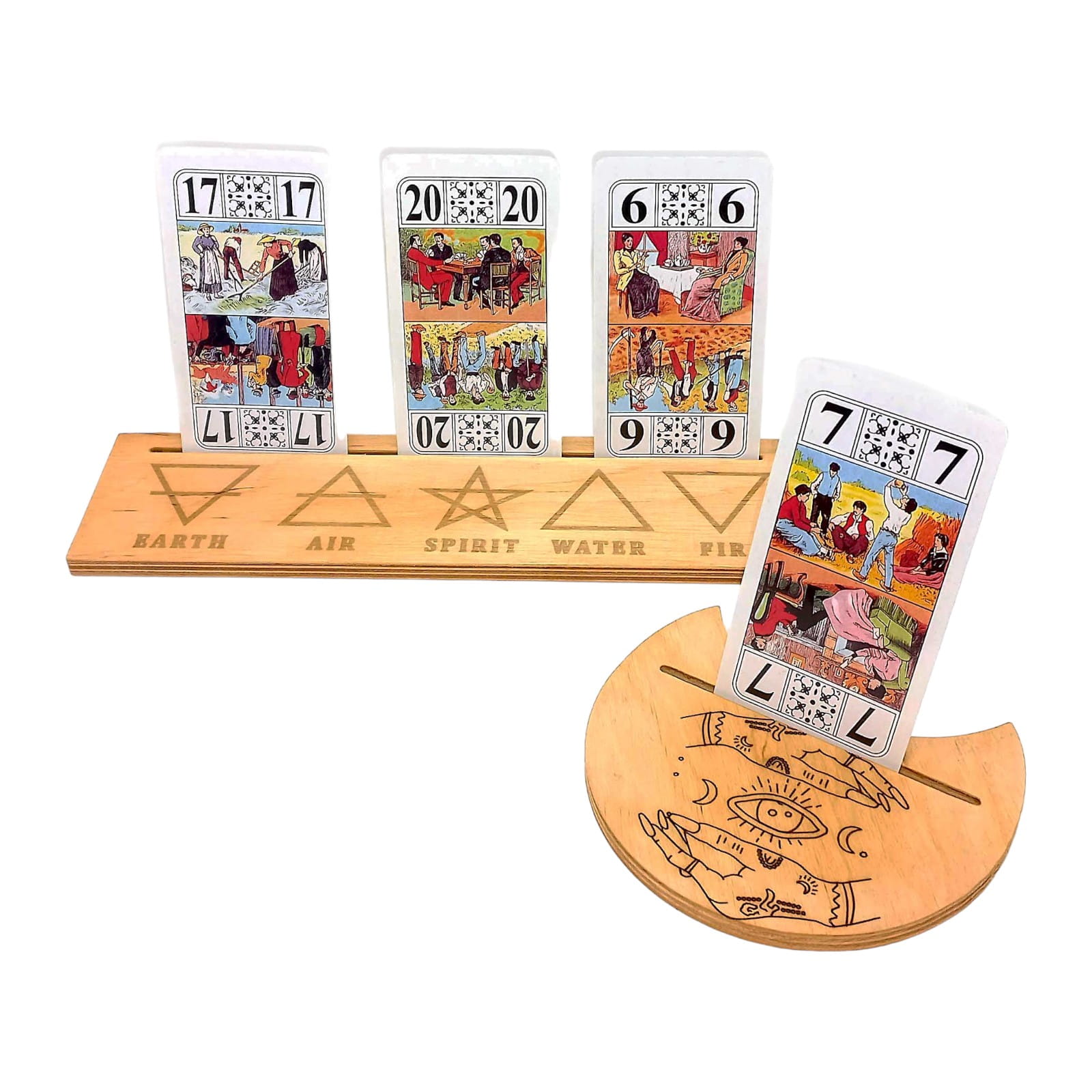 Подставки под карты Таро(25×7,5см)и(10,5×12,5см)стихии ,светлая. Подставки под карты Таро(25×7,5см)и(10,5×12,5см)стихии ,светлая.