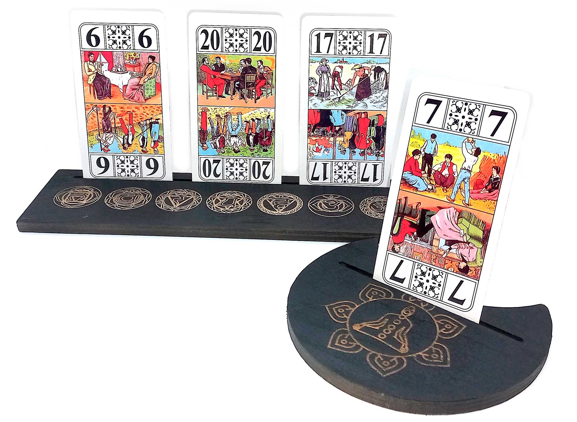 Подставки под карты Таро(25×7,5см)и(10,5×12,5см) 7чакр ,черная. Подставки под карты Таро(25×7,5см)и(10,5×12,5см) 7чакр ,черная.