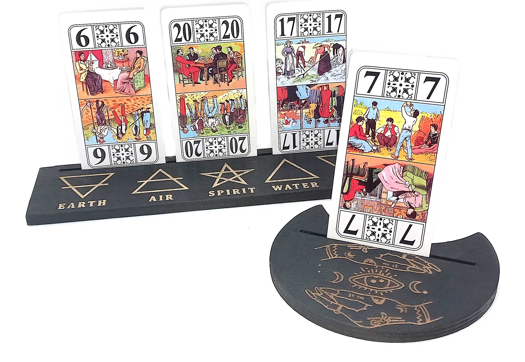 Подставки под карты Таро(25×7,5см)и(10,5×12,5см)стихии,черная. Подставки под карты Таро(25×7,5см)и(10,5×12,5см)стихии,черная.