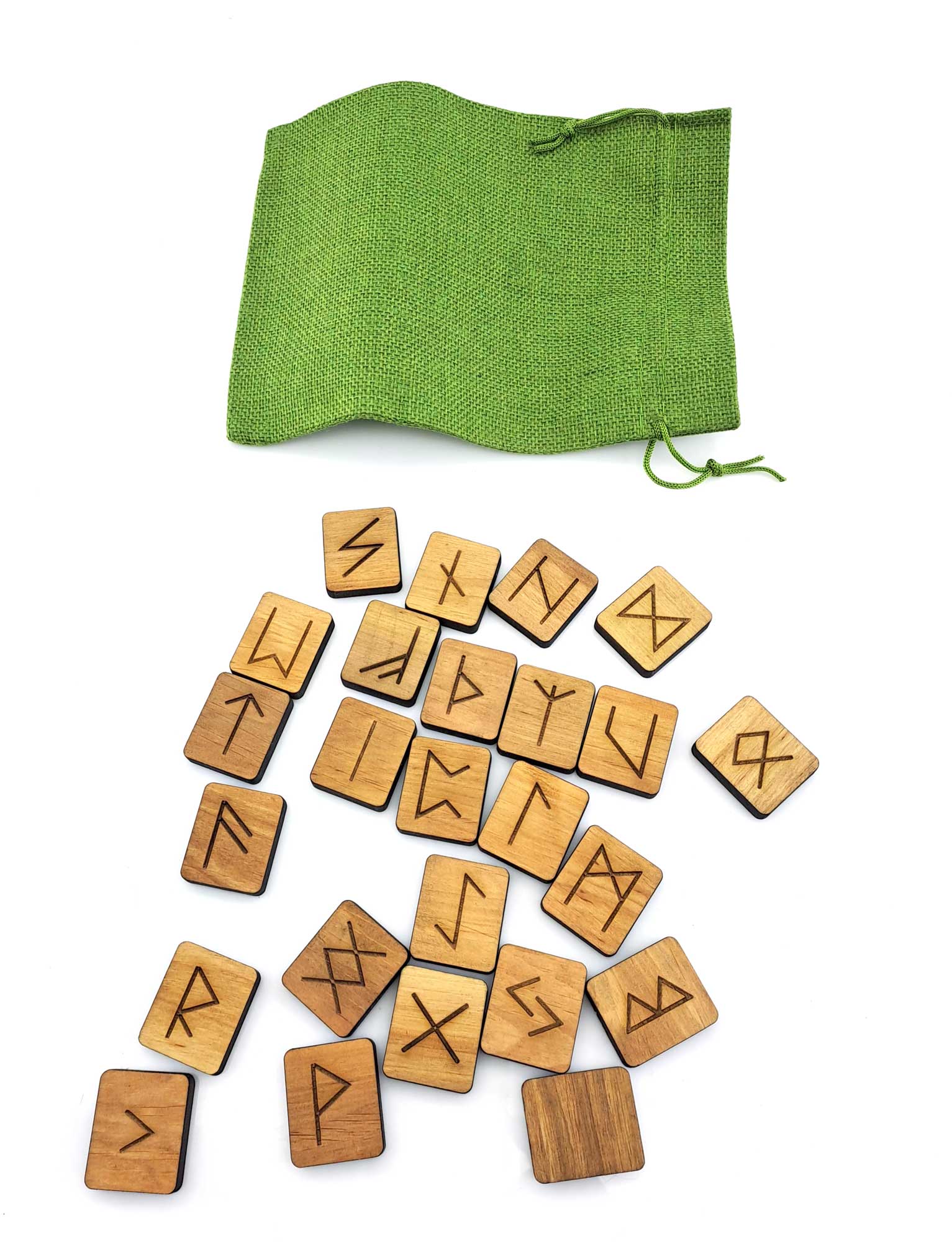 Руны Скандинавские светлые, 25 рун (3,1×2,7×0,7 см) с мешочком ,массив дерева Руны Скандинавские светлые, 25 рун (3,1×2,7×0,7 см) с мешочком ,массив дерева