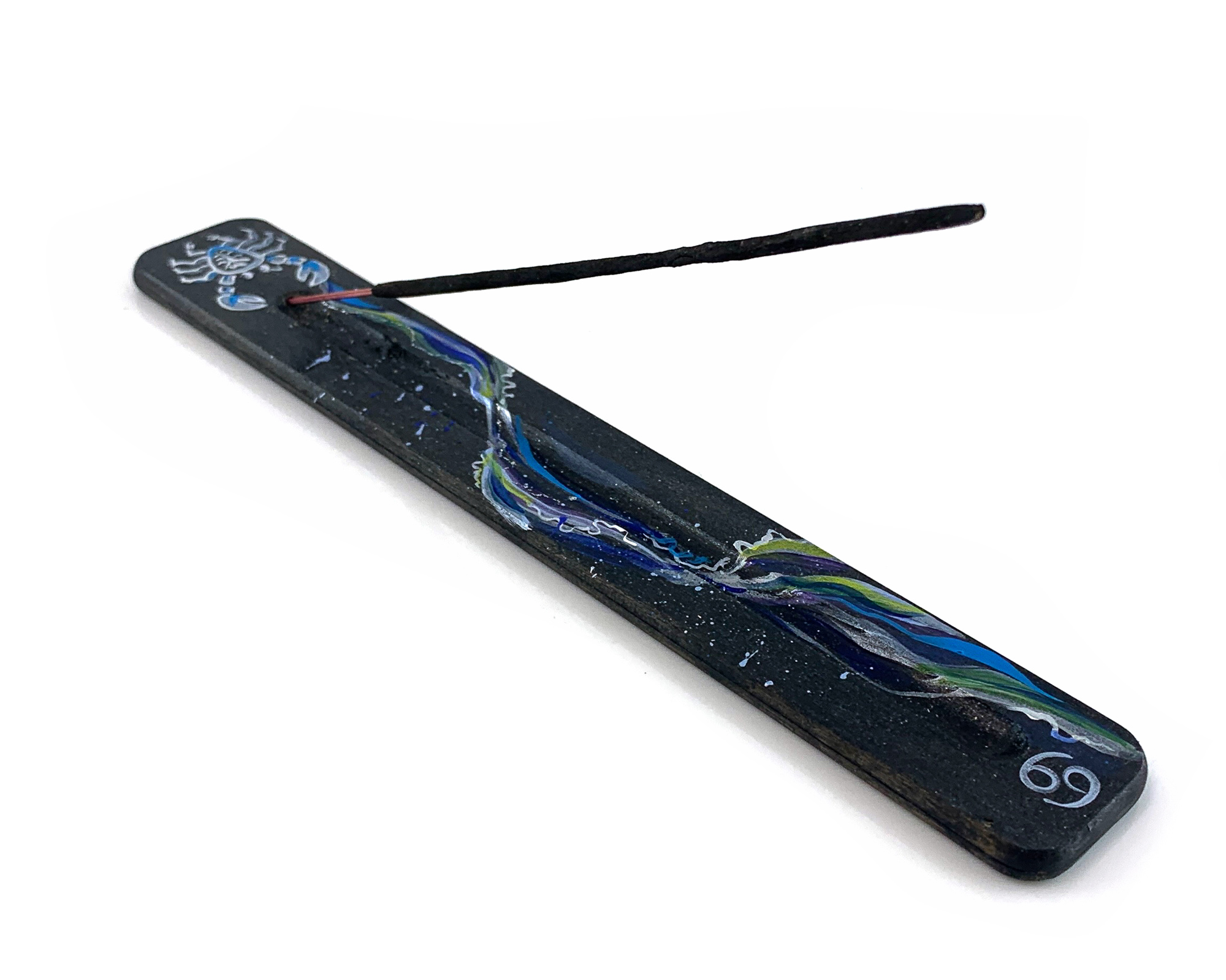 Подставка под благовония Зодиак-рак (260х40х7 мм), расписано вручную, массив дерева. Подставка под благовония Зодиак-рак (260х40х7 мм), расписано вручную, массив дерева.