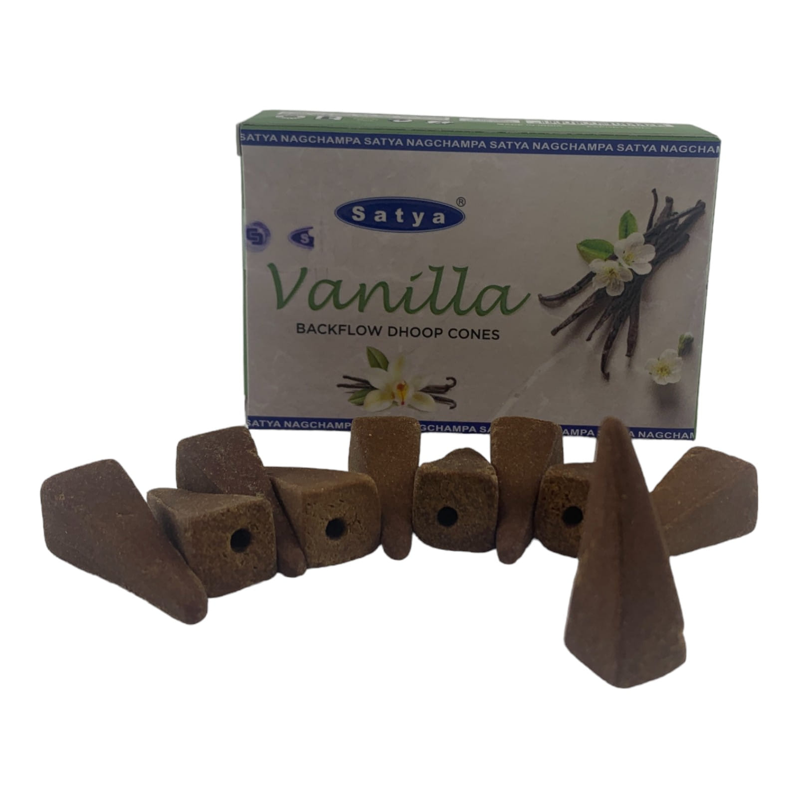 Vanilla Backflow Dhoop Cone (Ваниль)(Satya) 10 конусов в упаковке Vanilla Backflow Dhoop Cone (Ваниль)(Satya) 10 конусов в упаковке