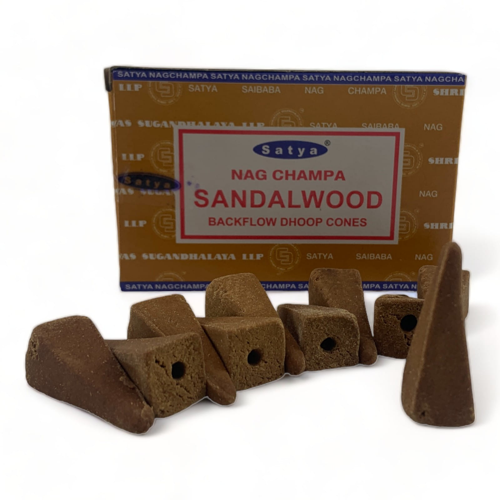 Sandalwood Backflow Cones (Сандал)(Satya) 10 конусов в упаковке Sandalwood Backflow Cones (Сандал)(Satya) 10 конусов в упаковке